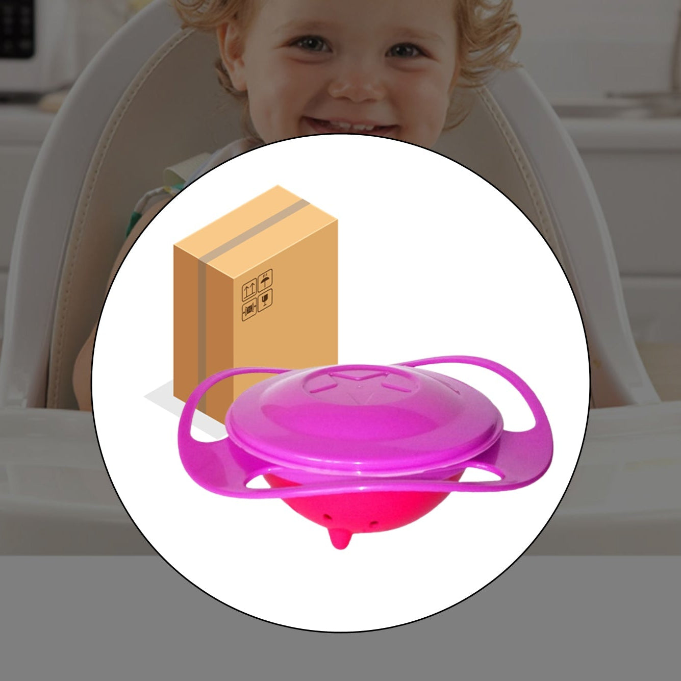 Innovative rotating bowl for kids, designed to prevent spills and mess during mealtime.