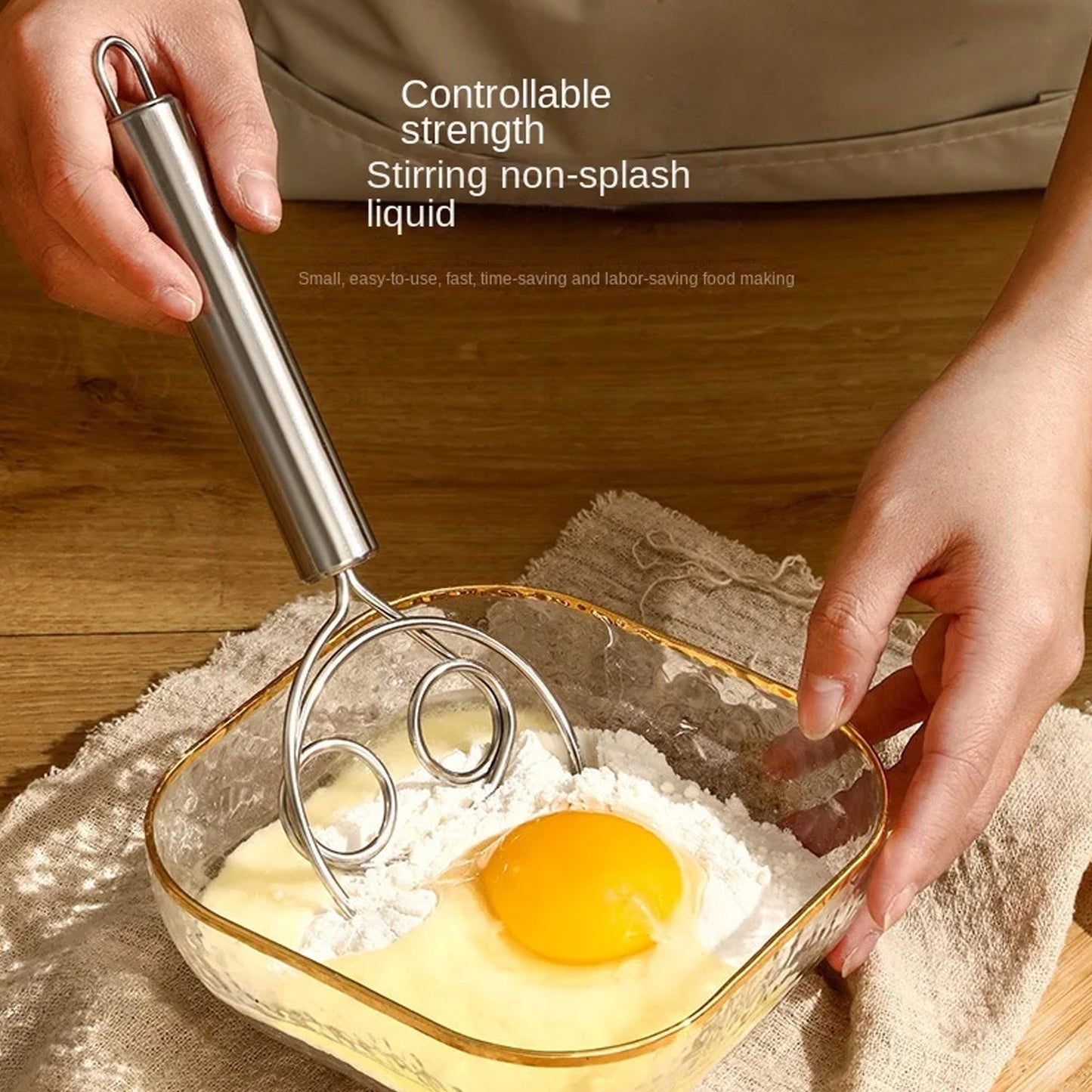 Dough Whisk, Premium Stainless Steel Dutch Whisk, Dough Hand Mixer Artisan Blender For Egg, Bread, Cake, Pastry, Pizza Dough - Perfect Baking Tools, Whisking, Tirring Kitchen Tools (1 Pc) (X825)