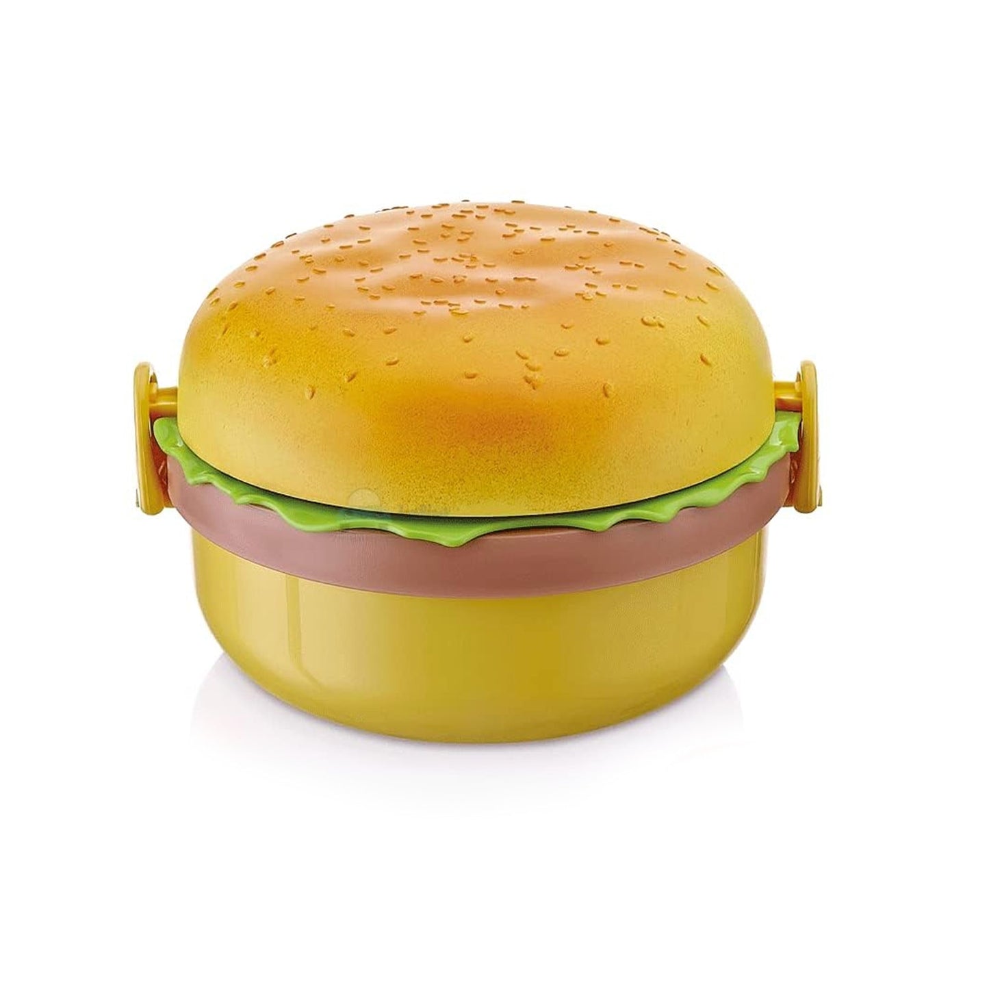 Burger Shape Lunch Box Plastic Lunch Box Food Container Sets Double Layer Lunchbox 1000ml With 2 Spoon Applicable to Kids and Elementary School Students (X606)