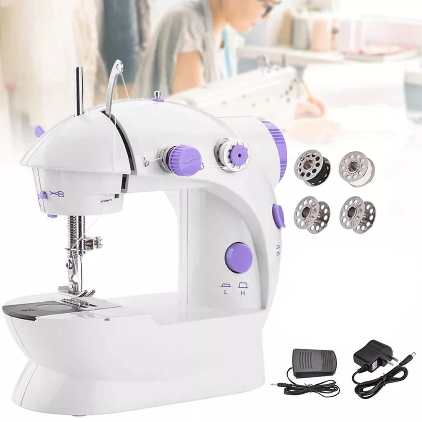 Home Tailoring Sewing Machine With Extension Table Set, Foot Pedal, Adapter Mini Electric Silai Machine, Portable Stitching Machine/Tailoring Machine (X1019))
