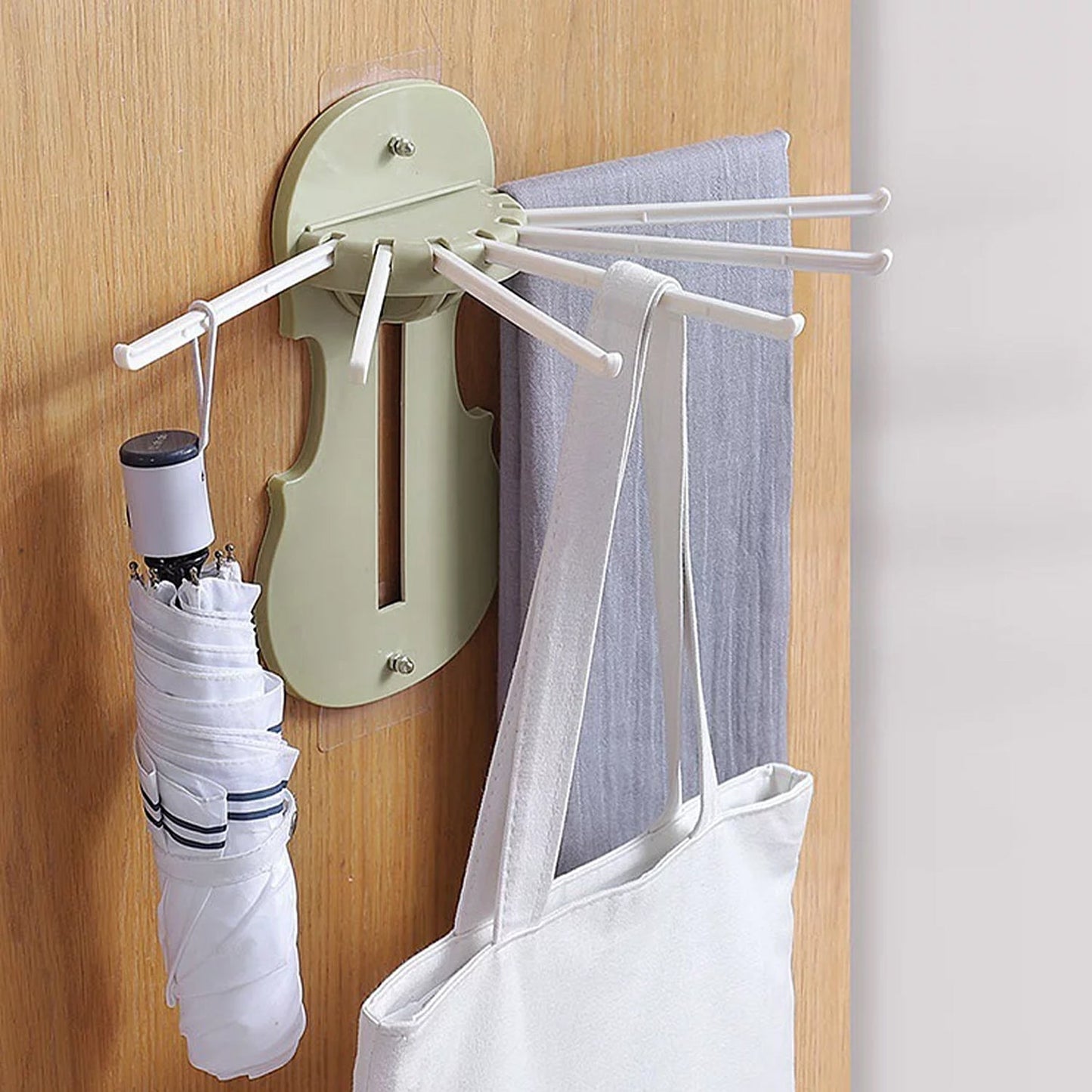 Plastic 7-in-1 Multifunction Retractable Wall-Mounted Pull-Out Hanger Rack Without Punching Hooks Up for Kitchen Bathroom (1-X36)