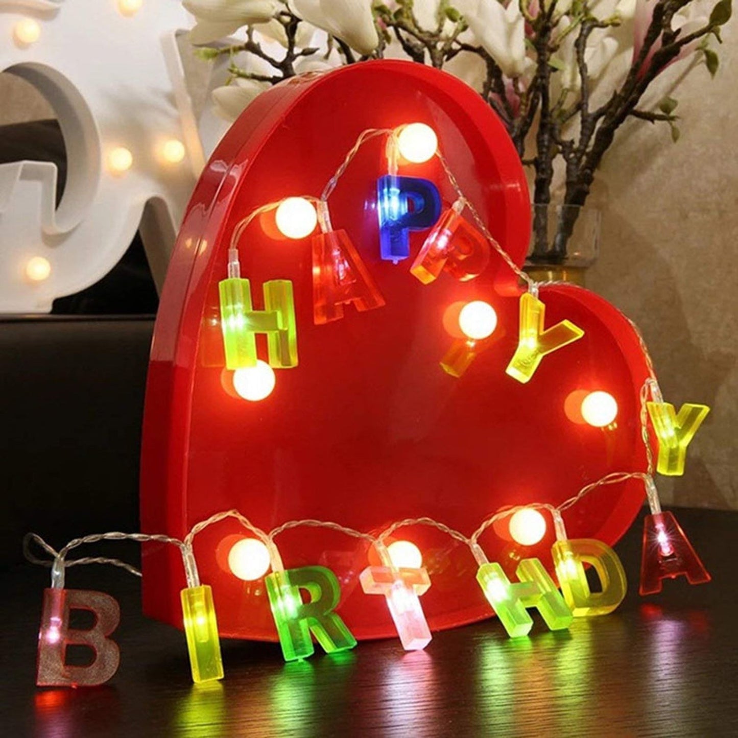 Decoratives Plastic Happy Birthday 13 LED Letter Battery Operated String Lights, Outdoor String Lights (Multicolour) (X636)