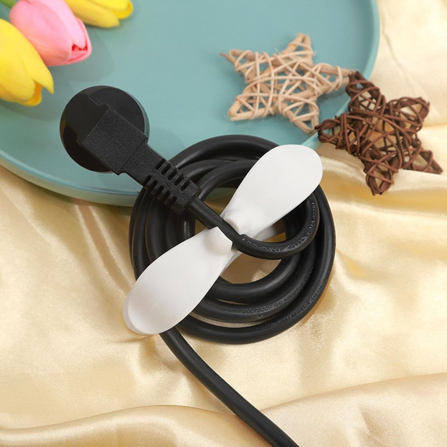 Power Plug Holder Organizer for Appliances Tidy Cord Winder Cable Organizer Self Adhesive Wire Wrap Holder for Coffee Maker Pressure Etc (1 Pc / 8x3 Cm / Small) (X622)