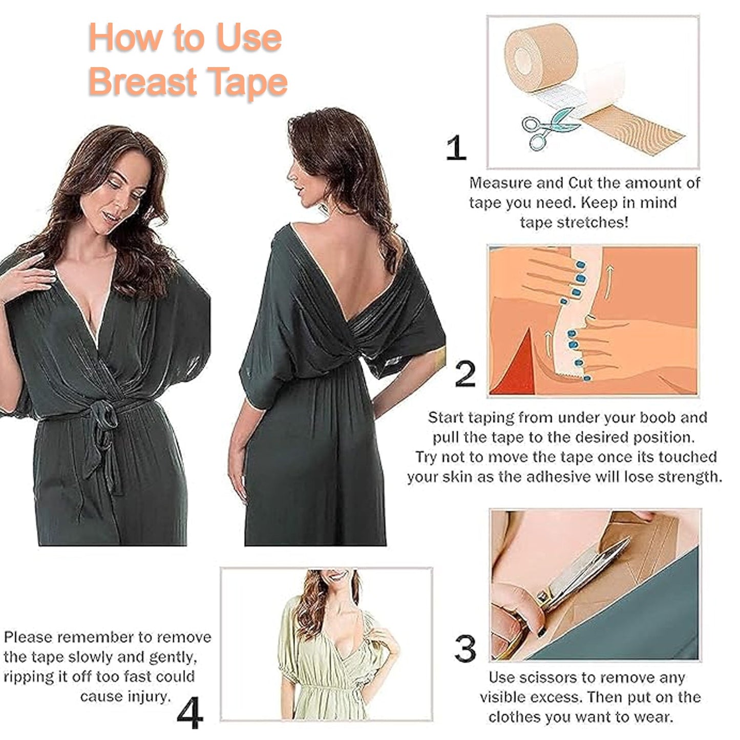 MMK-20-Boob Tape with Nipple Covers: Cotton, Breathable, Lift & Support (5m, 10 Pairs)