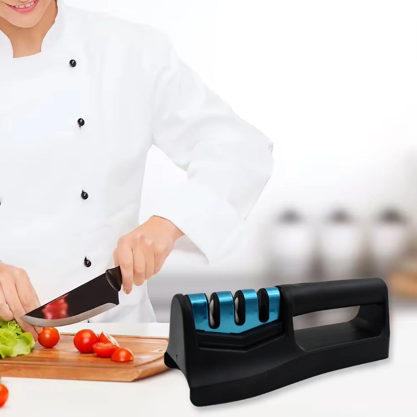 Knife Sharpener for Kitchen | Knife Sharpener Handheld Knives & Pocket Knife Sharpener | Knife Sharpener for Chefs & Serrated Knife (Chopper Not Included / 1 Pc) (X1001)