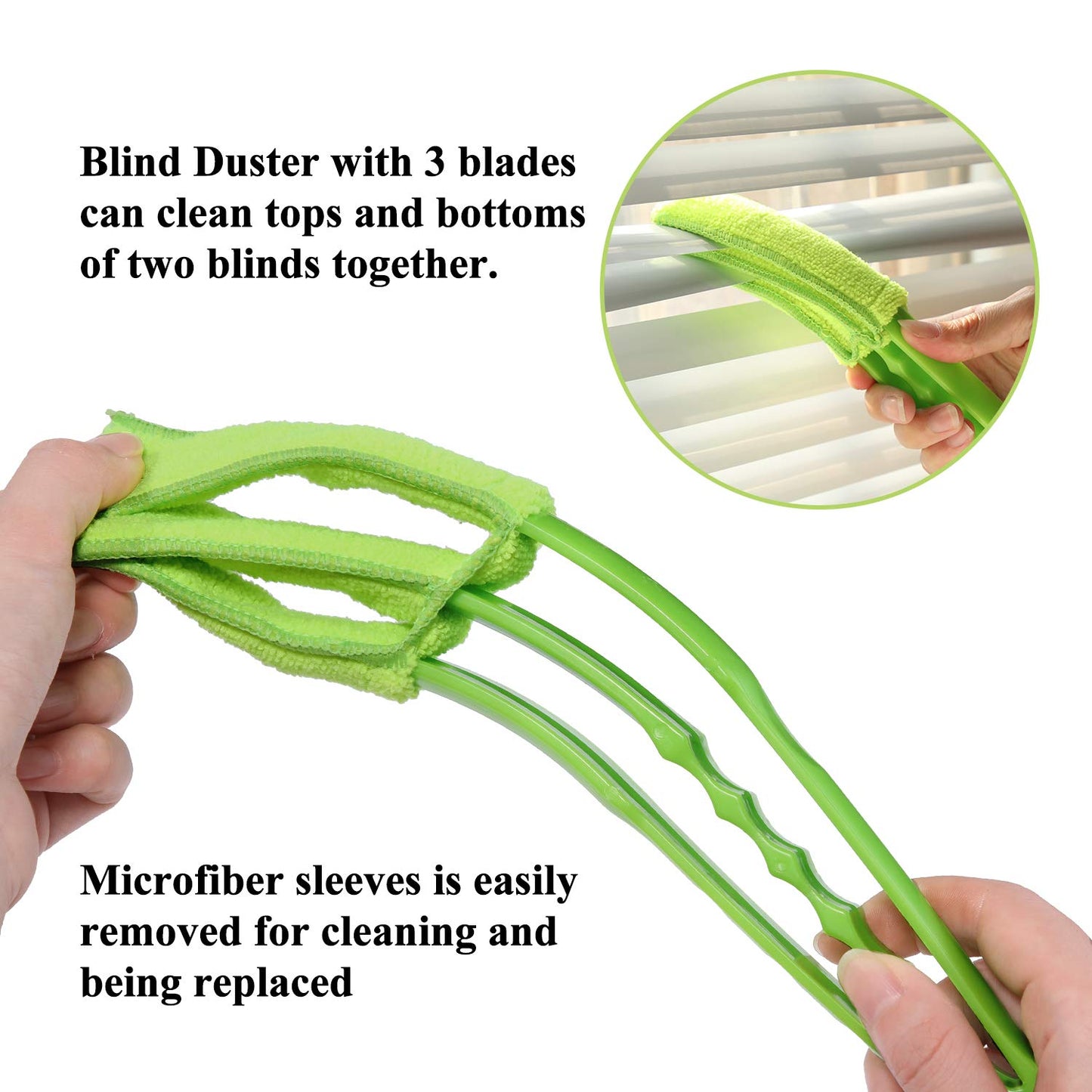 Window Blind Cleaner Duster Brush with Microfiber Sleeves - Blind Cleaner Tools for Window Shutters Blind Air Conditioner Jalousie Dust (MKK-X42)
