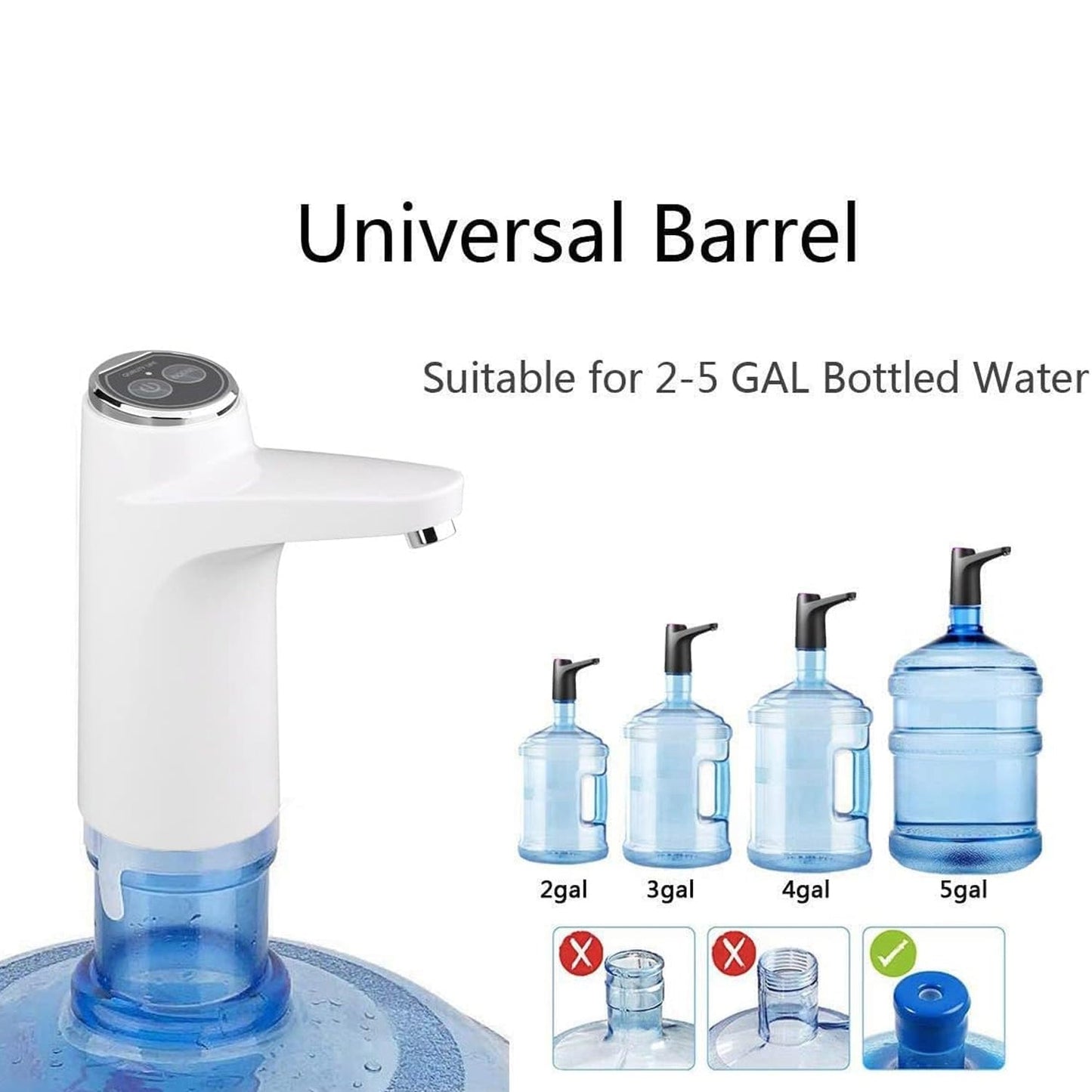 Water Dispenser, Portable Water Bottle Pump USB Charging Electric Automatic Drinking Pump, Portable Drinking Dispenser Pump for Home Kitchen Living Room Office Camping (X198)