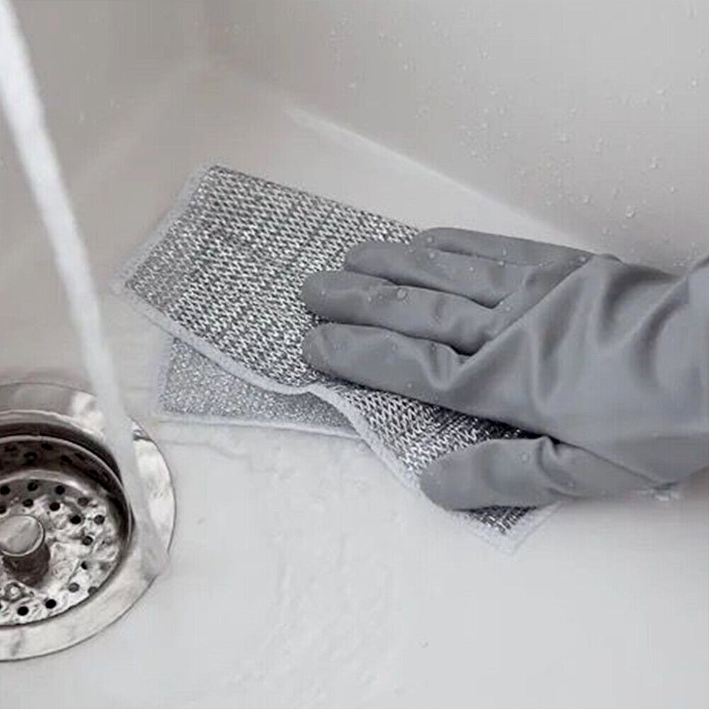 Double-Sided Multipurpose Microfiber Cloths, Stainless Steel Scrubber, (1 Pc / 20 x 20 Cm) (X428)