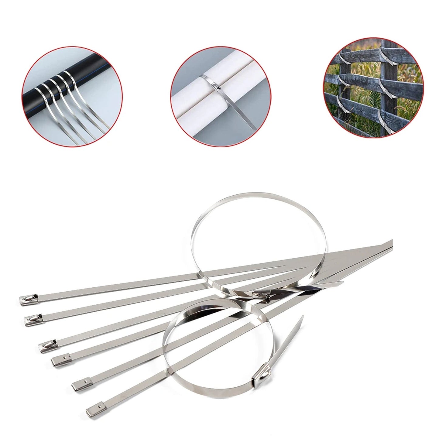 Stainless Steel Cable TIE Used for Solar, Industrial and Home Improvement Multipurpose HIGH Strength, Self-Locking Zip Ties, Multi-purpose Tie, Portable Rustproof 100Pcs Wide Application Zip Tie Set for Building (4.6x100MM / 100 pcs Set)