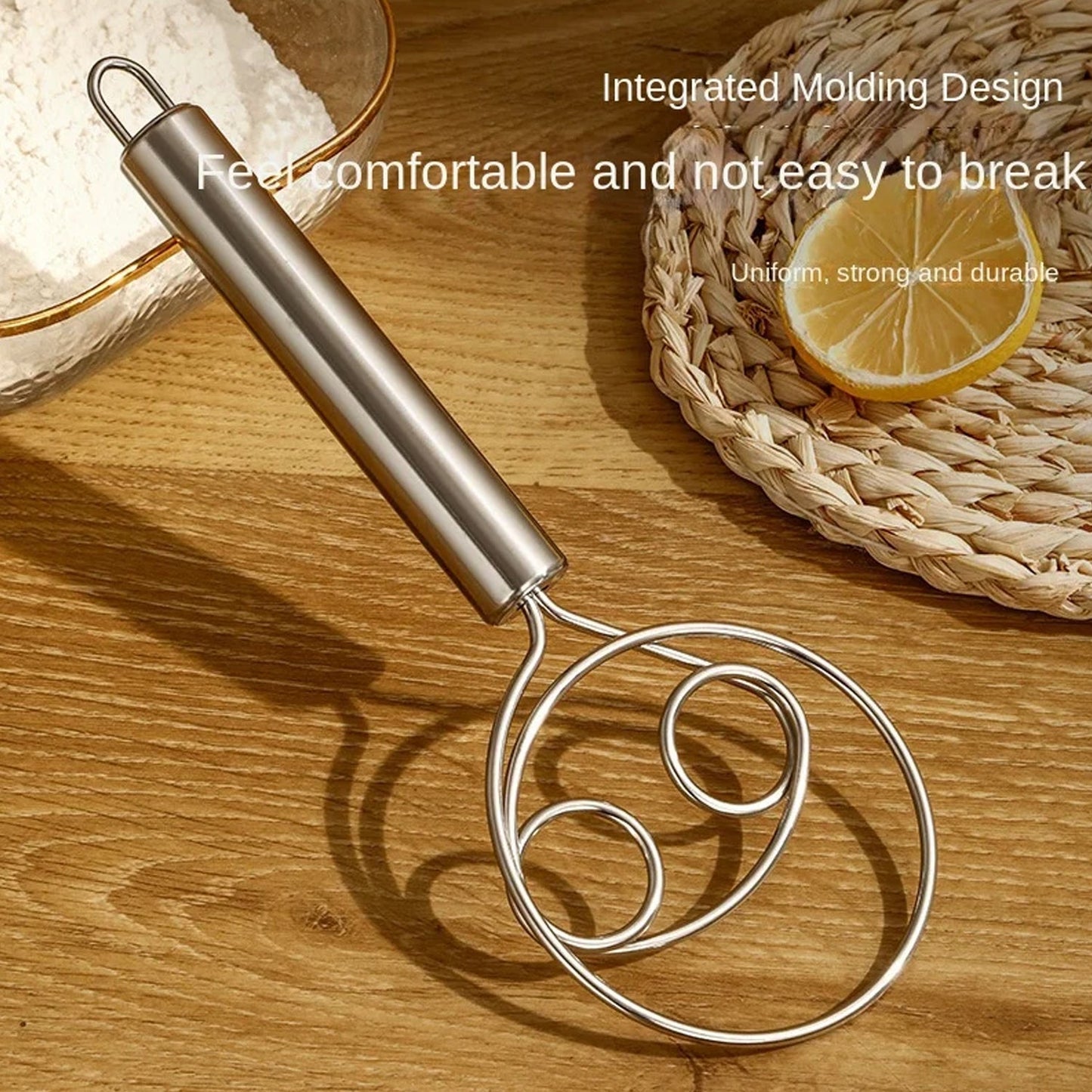 Dough Whisk, Premium Stainless Steel Dutch Whisk, Dough Hand Mixer Artisan Blender For Egg, Bread, Cake, Pastry, Pizza Dough - Perfect Baking Tools, Whisking, Tirring Kitchen Tools (1 Pc) (X825)