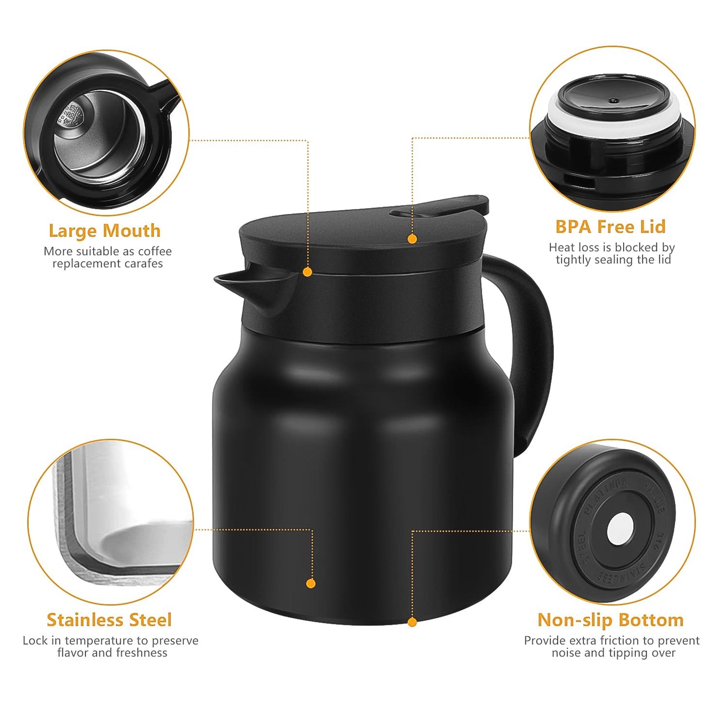 Thermal Coffee Tea Pot & Water Bottles LED Display (Bottle 500 ML & Pot 1000 ML / 2 Pc) (MKK-X109)
