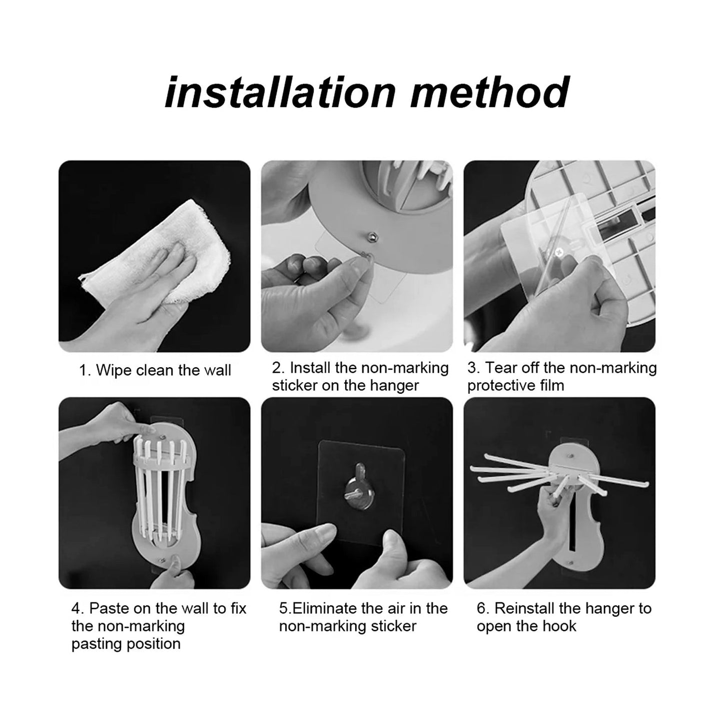 Plastic 7-in-1 Multifunction Retractable Wall-Mounted Pull-Out Hanger Rack Without Punching Hooks Up for Kitchen Bathroom (1-X36)
