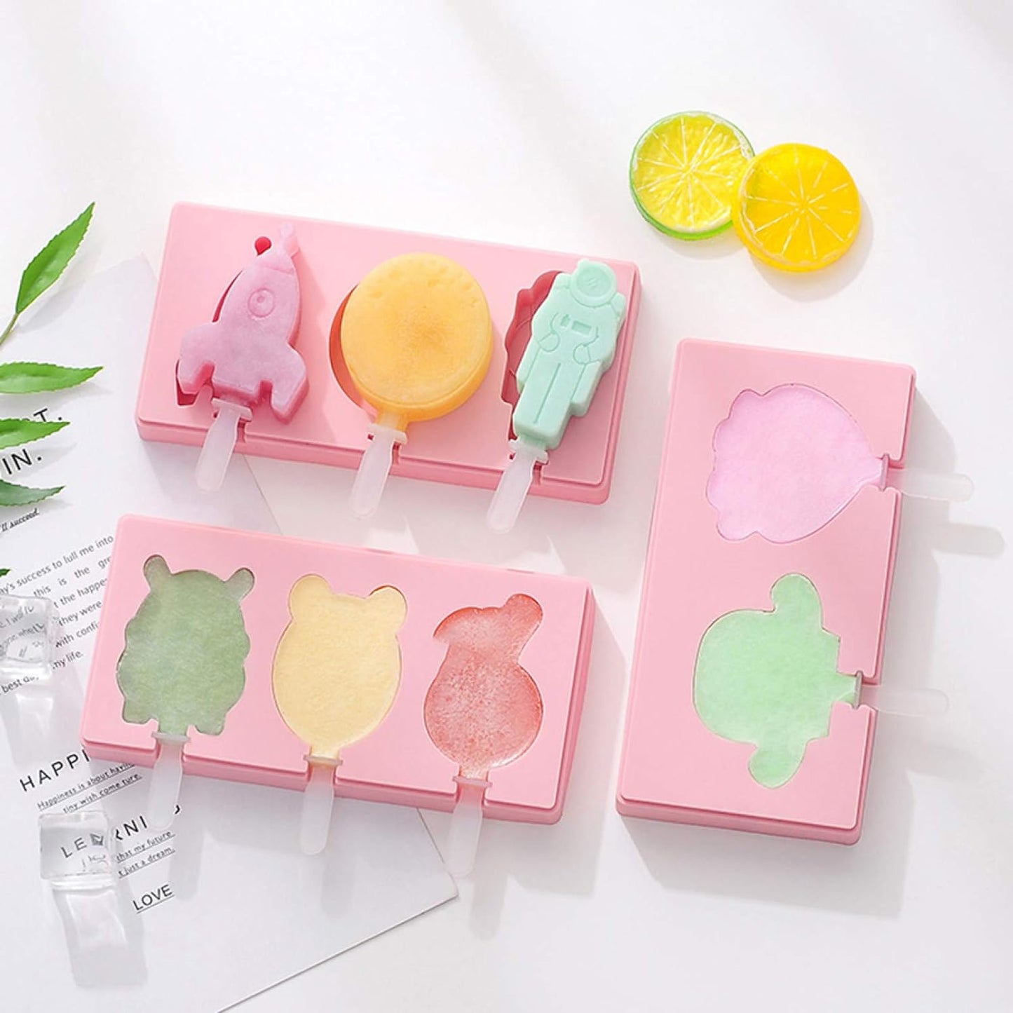 Silicone Popsicle Molds, Reusable Ice Cream Molds With Sticks And Lids. (Randome shape's) (X399)