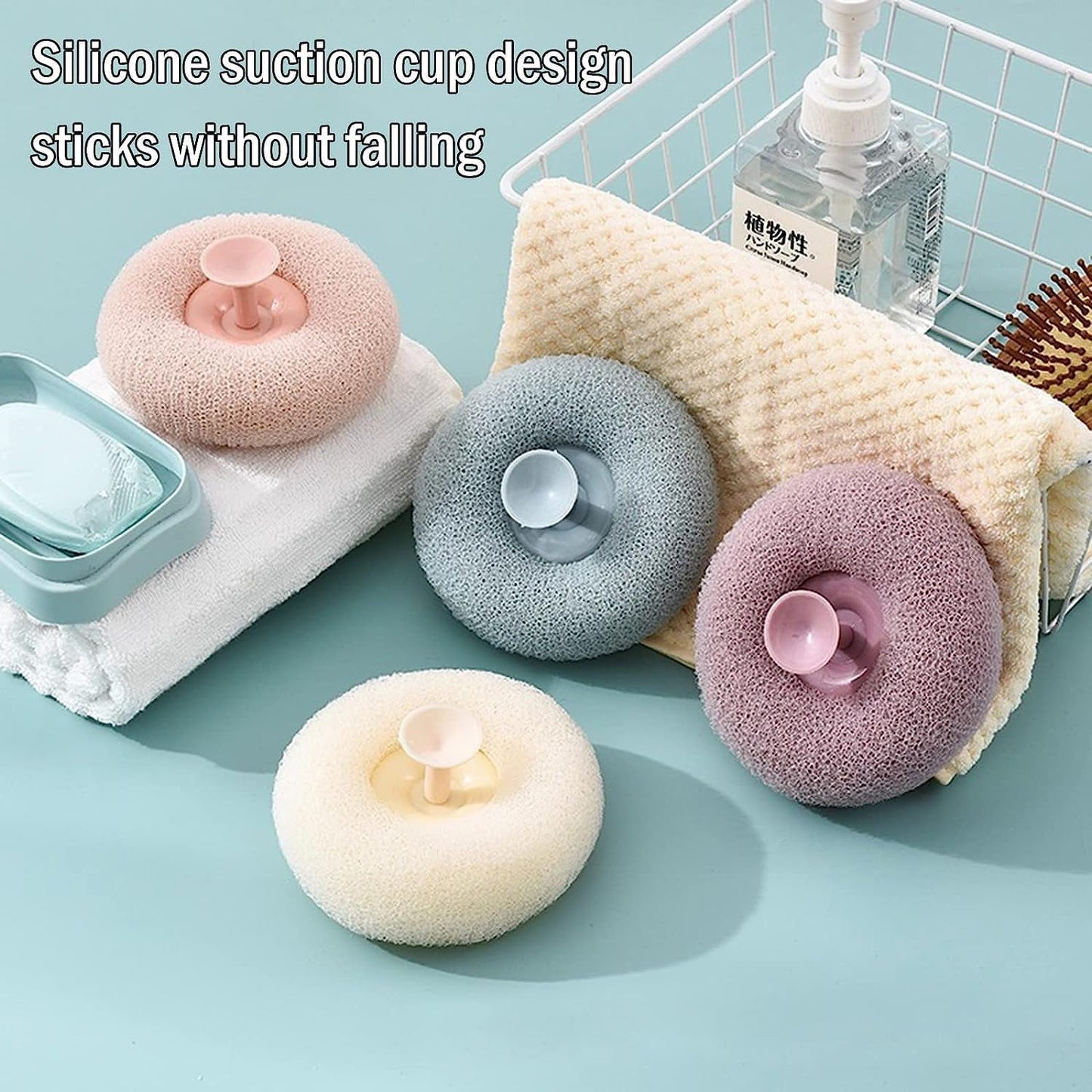 Super Soft Bath Sponge Flower Suction Cup Bath Sponges for Shower Women Men Foam (1PC) (X374)