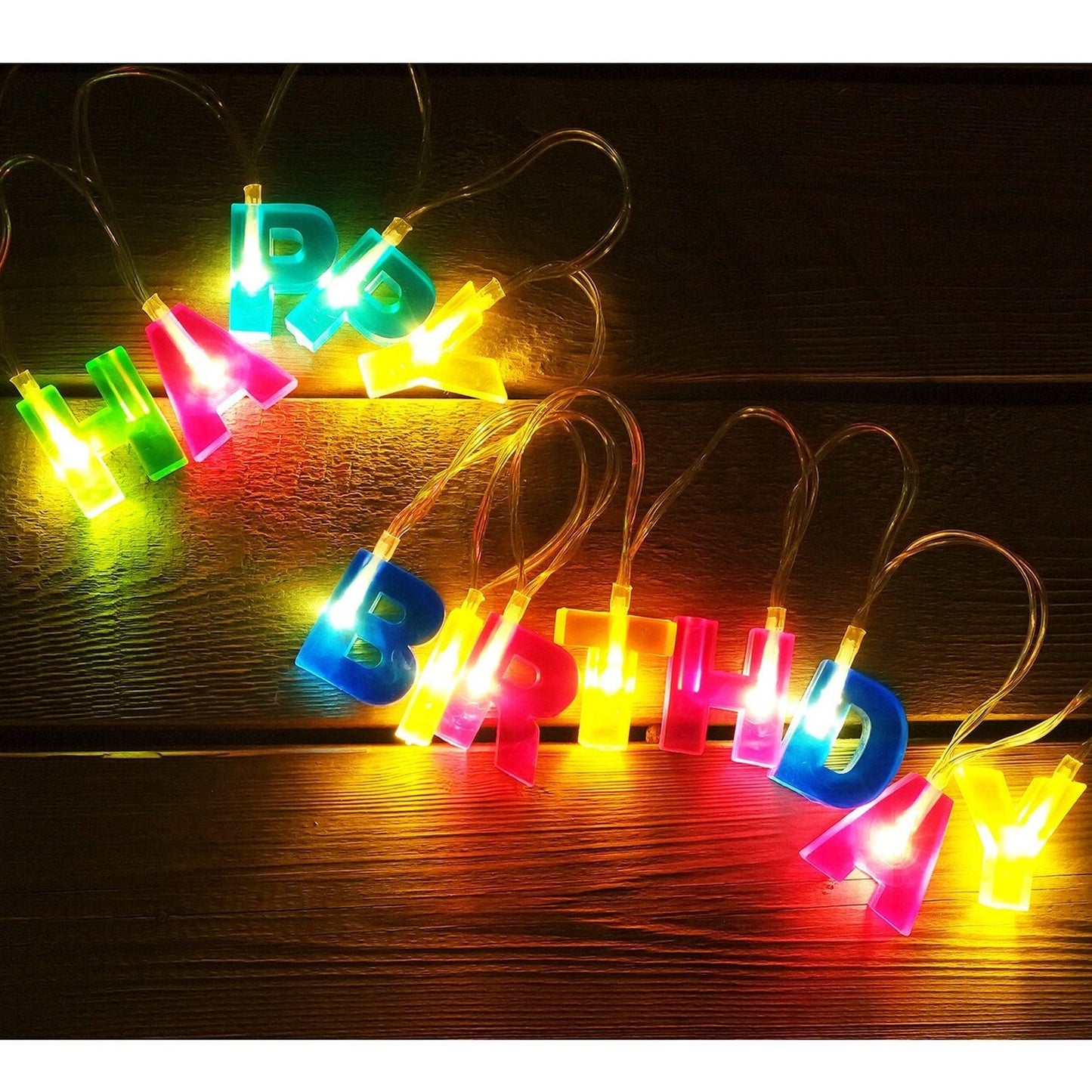 Decoratives Plastic Happy Birthday 13 LED Letter Battery Operated String Lights, Outdoor String Lights (Multicolour) (X636)