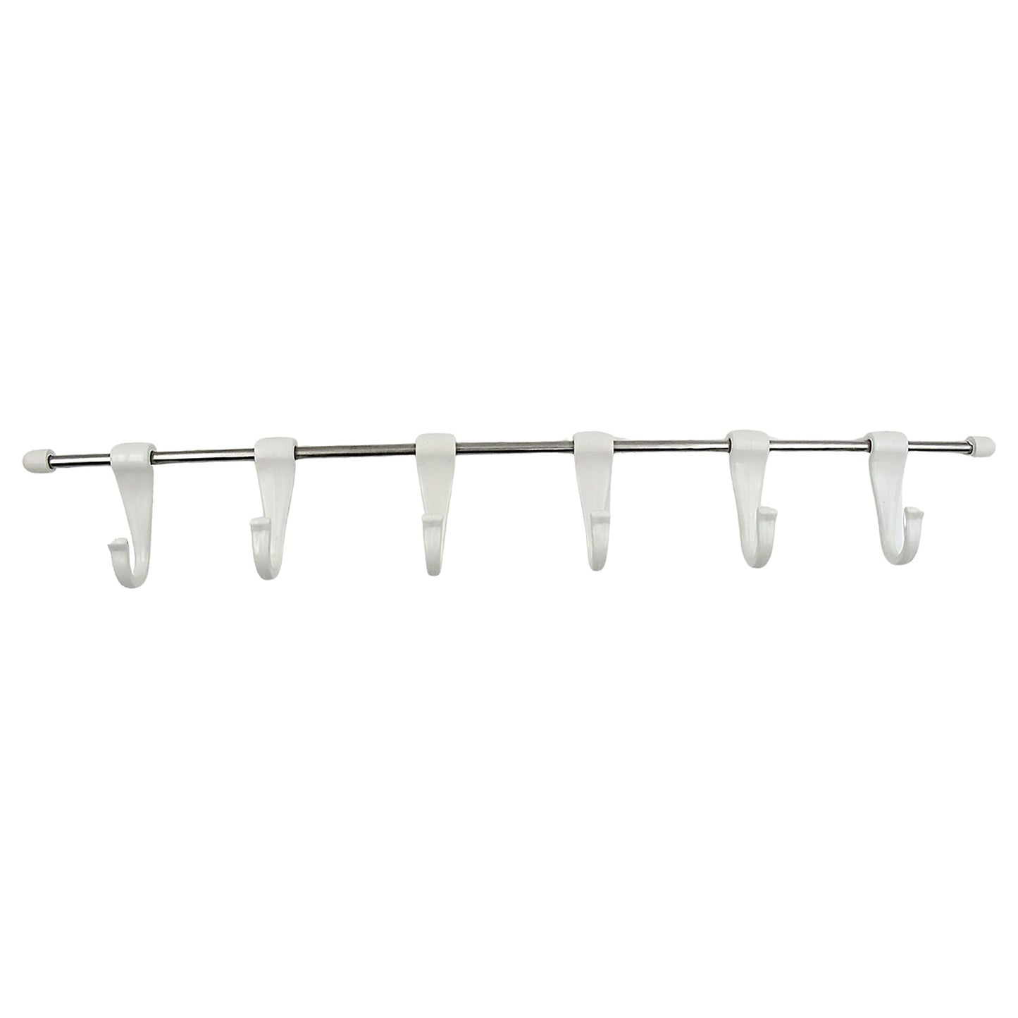 Stainless Steel Utensil Hanger Rail Nail Free Wall Mount with 2 Magic Stickers & 6 Plastic Hooks For Kitchen (X472)