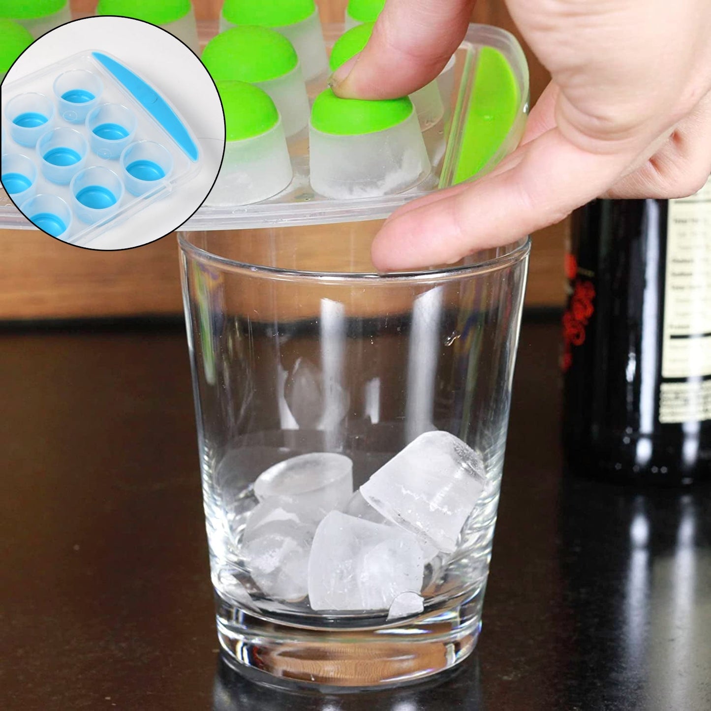 Smart Push Pop Out Round Shape Mini Ice Cube Trays with Flexible Silicone Bottom | Round Shape Silicone Chocolate Mold Maker Ice Cube Tray Freeze (X486)