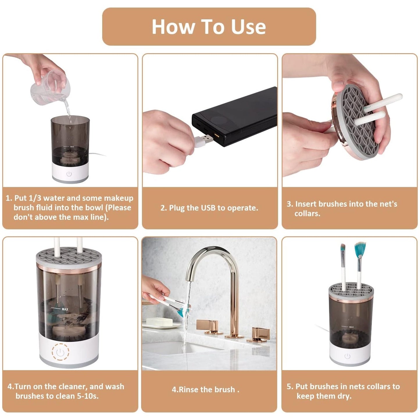 Automatic Makeup Brush Cleaner Fast Electric Brush Cleaner Hand Free Machine Super Clean Brush Washer & Brushes Organizer Tool (1 Pc) (X671)