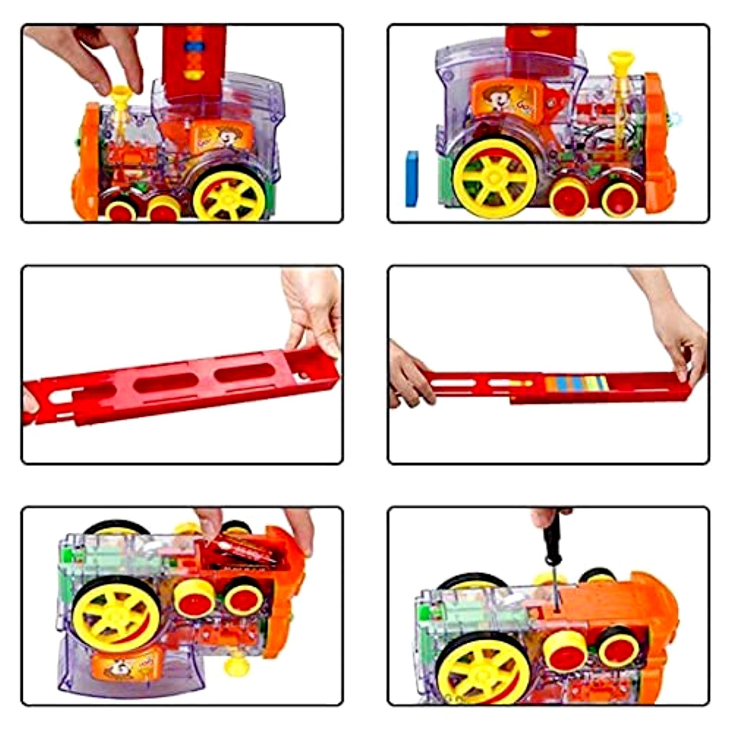 Play Game Transparent Funny Train Engine with Blocks Set 60 Blocks Toy with Music and Lights Automatic Blocks Toy Train Set for Kids ( Batteries not included) (X2119)
