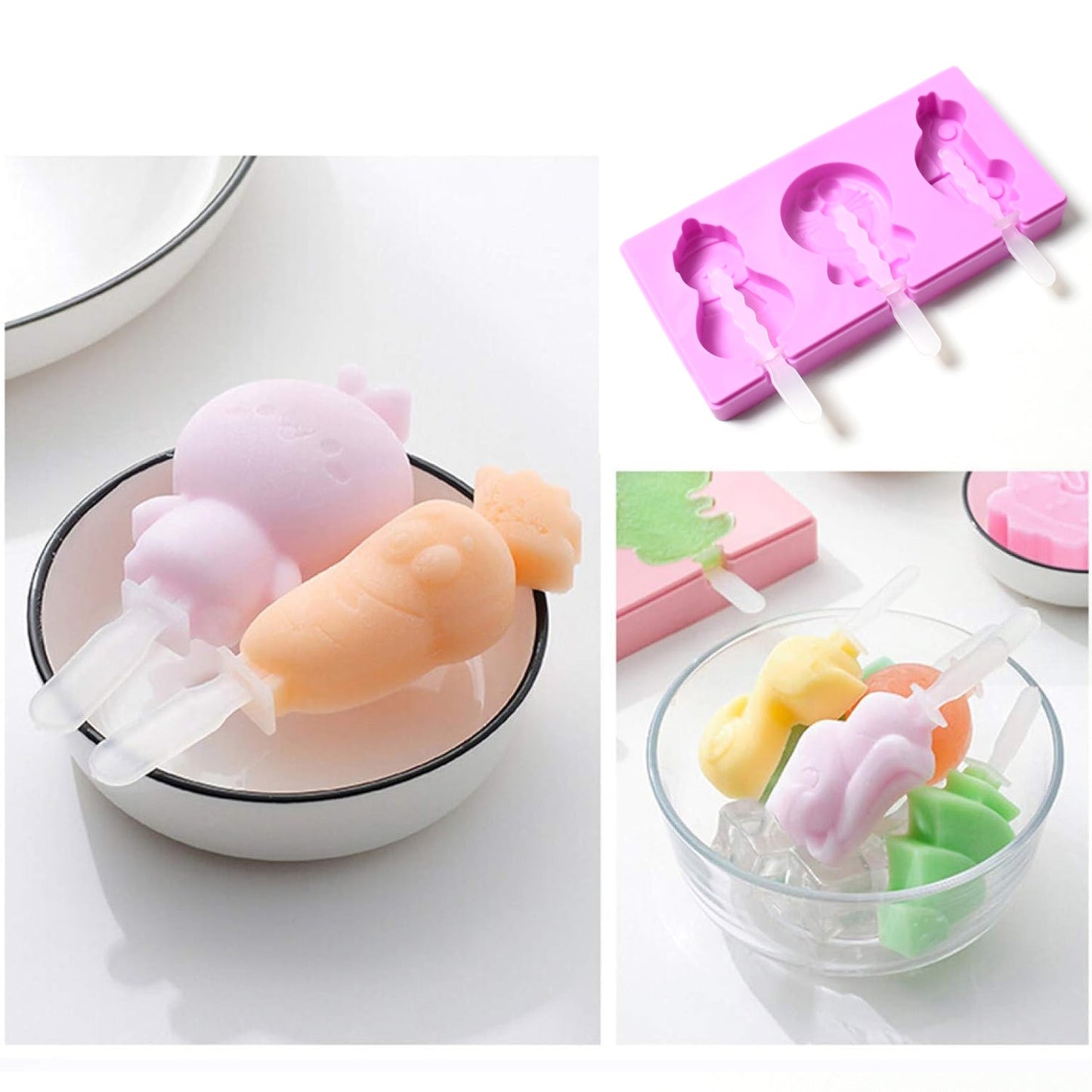 Silicone Popsicle Molds, Reusable Ice Cream Molds With Sticks And Lids. (Randome shape's) (X399)
