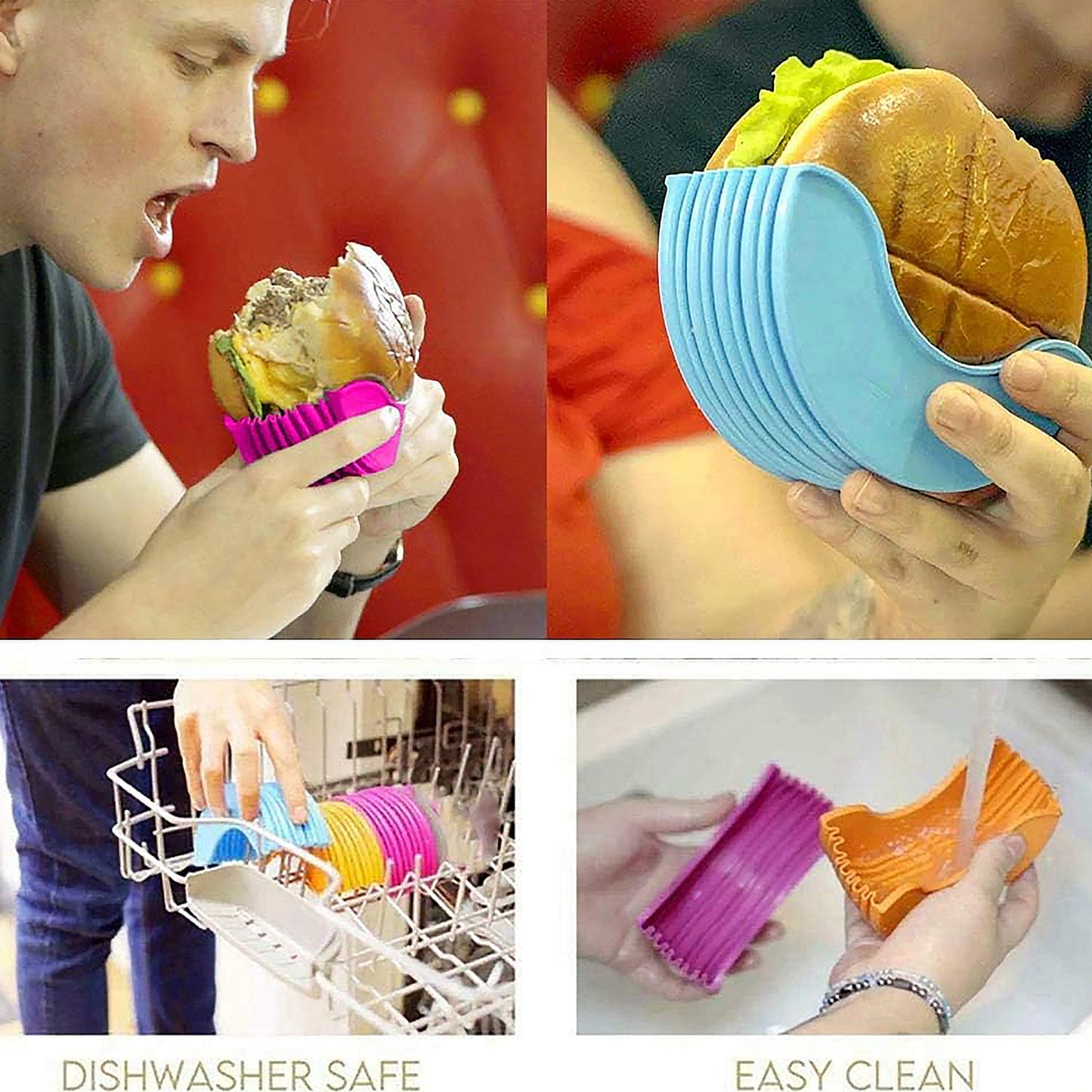 Silicone Burger Holder Snack Holder Reusable Burger Holder (X1006)