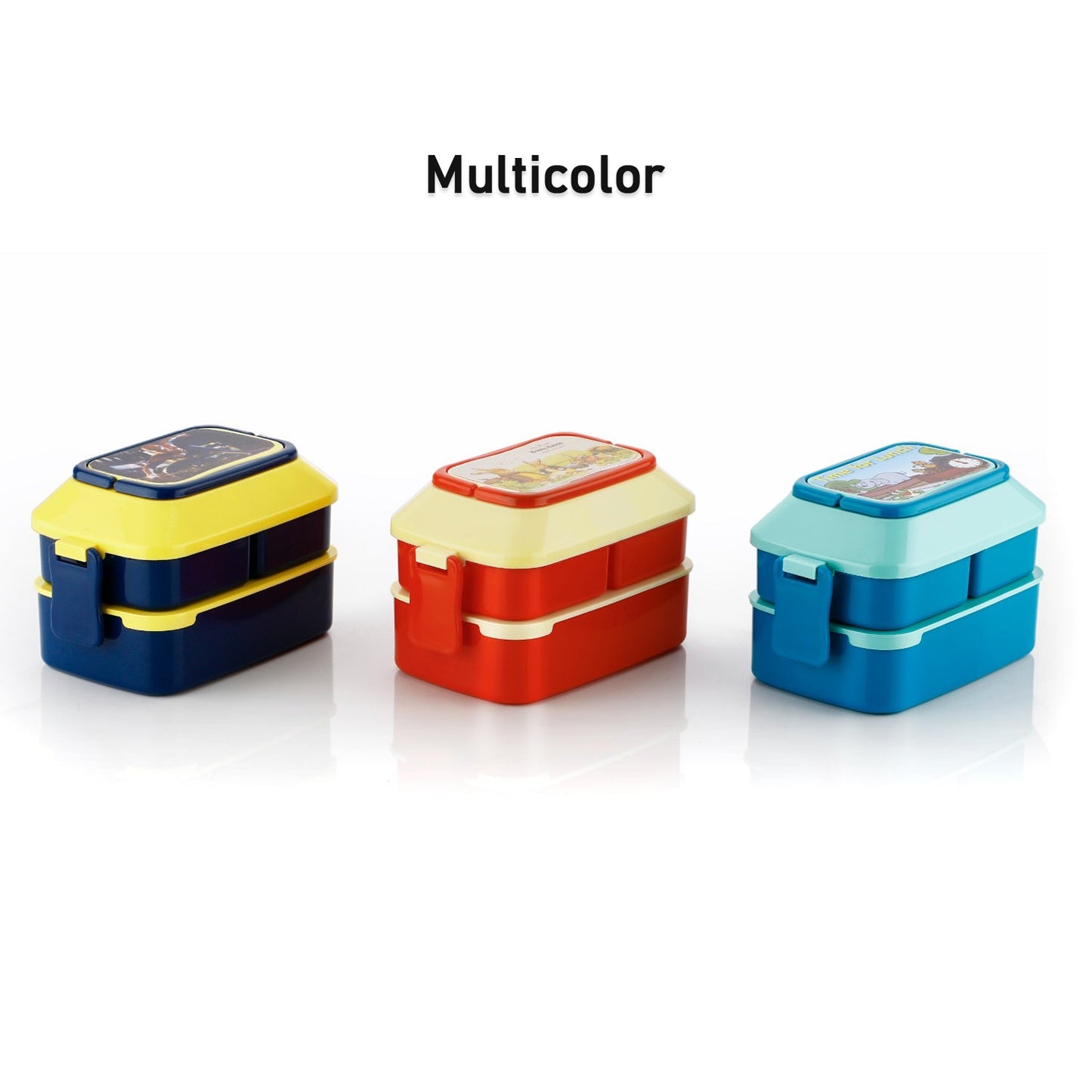 MKK-13- Double Layer Lunch Box Stylish Lid Lunch Box With Fork & Spoon Lunch Box For Children School Lunch Box