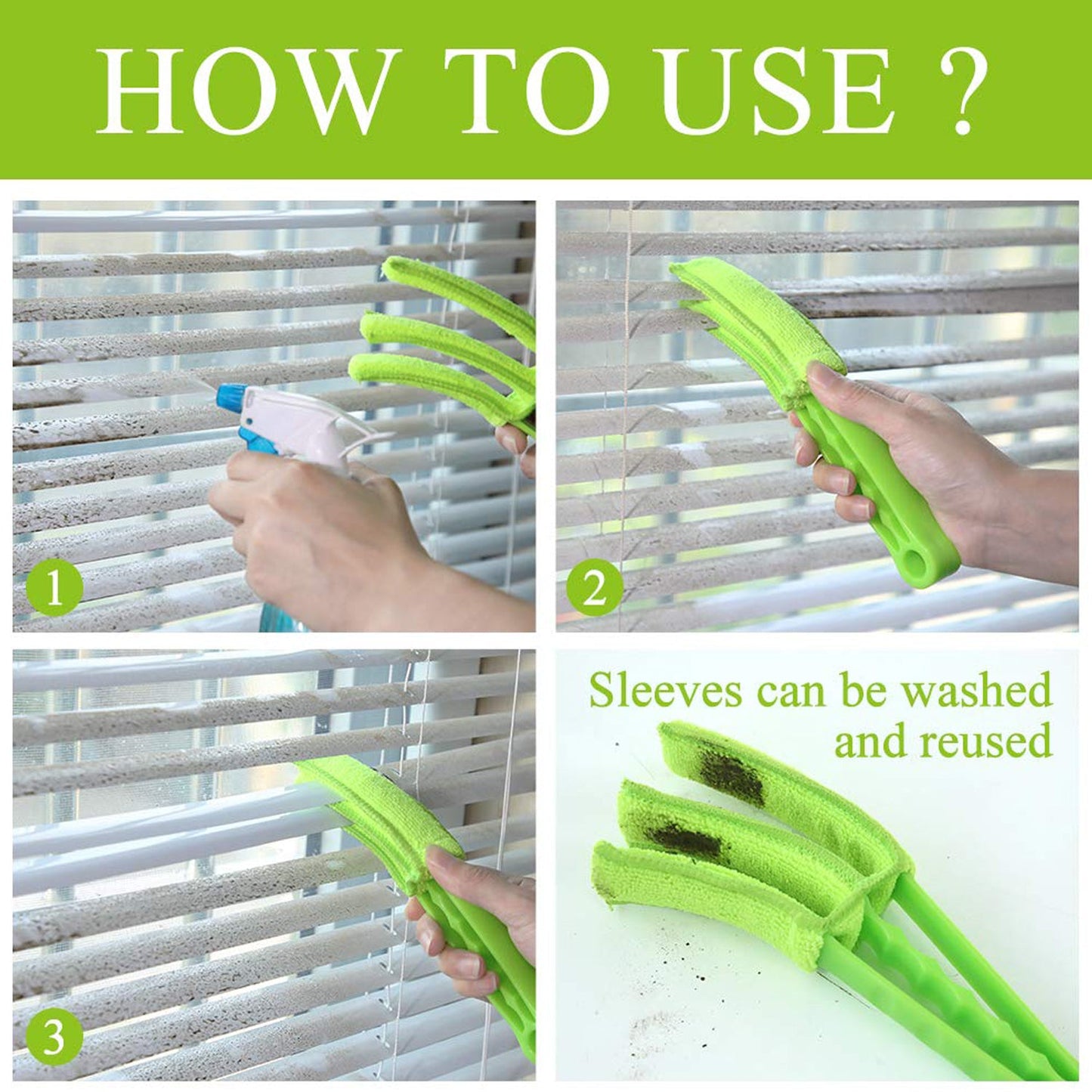 Window Blind Cleaner Duster Brush with Microfiber Sleeves - Blind Cleaner Tools for Window Shutters Blind Air Conditioner Jalousie Dust (MKK-X42)