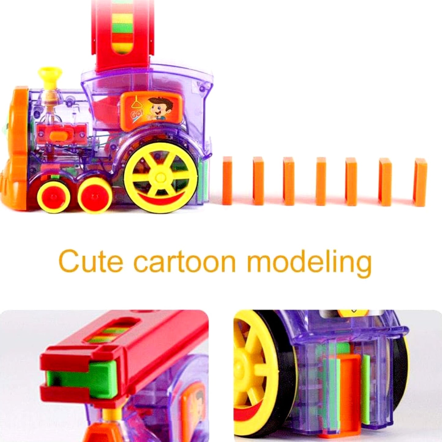 Play Game Transparent Funny Train Engine with Blocks Set 60 Blocks Toy with Music and Lights Automatic Blocks Toy Train Set for Kids ( Batteries not included) (X2119)