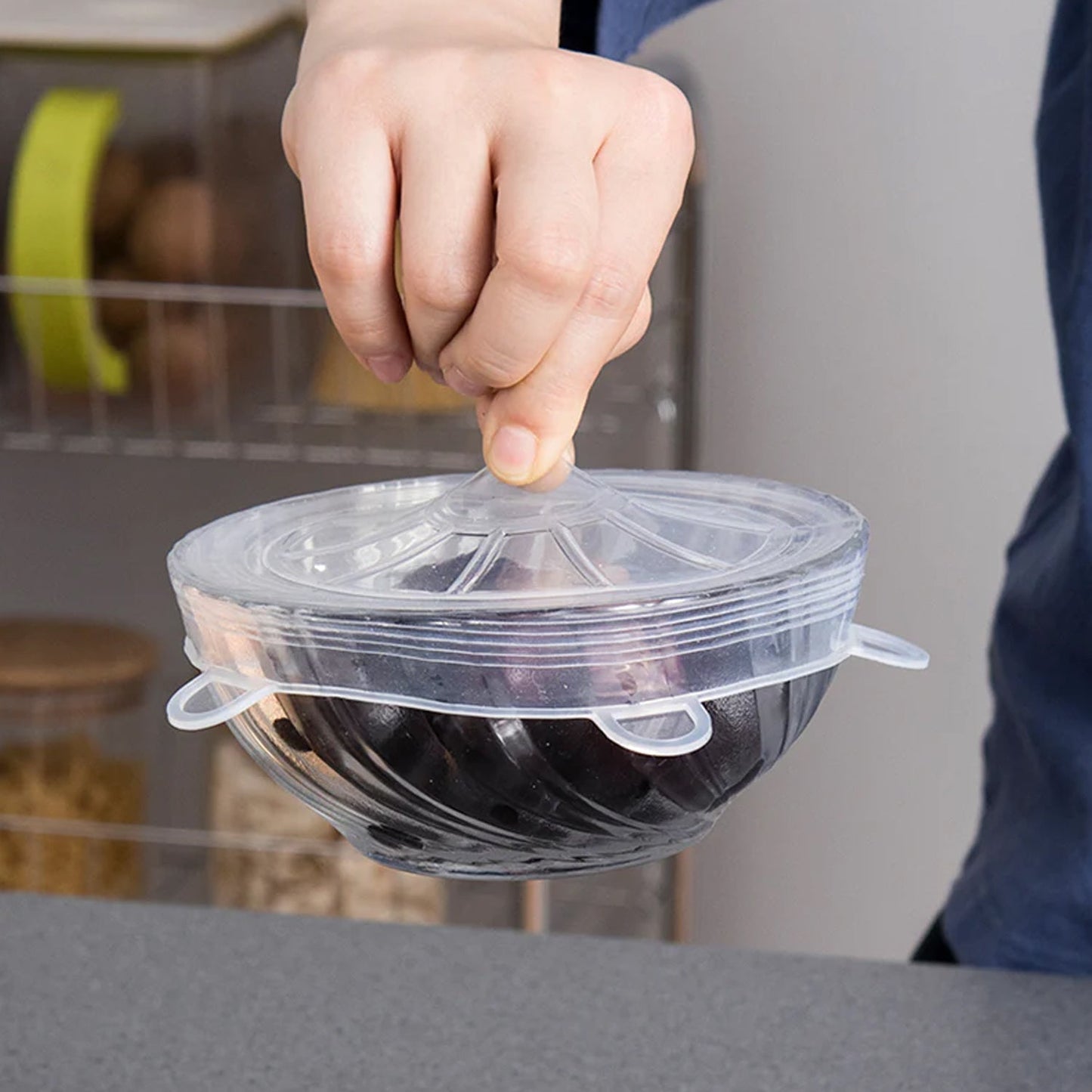 Silicone Food Cover Stretch Lids (6 Pcs Set / 62 Gm) (Random colour) (x403)