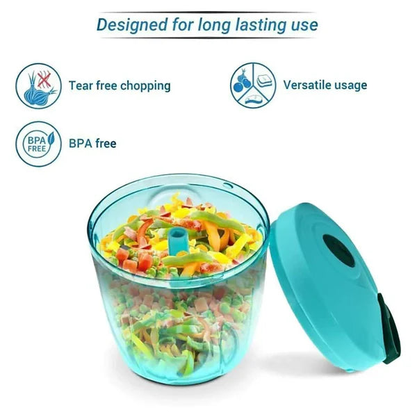 Manual Stainless Steel Compact Extra Sharp Hand Held Vegetable Chopper / Slicer with 5 Blades (X1052)