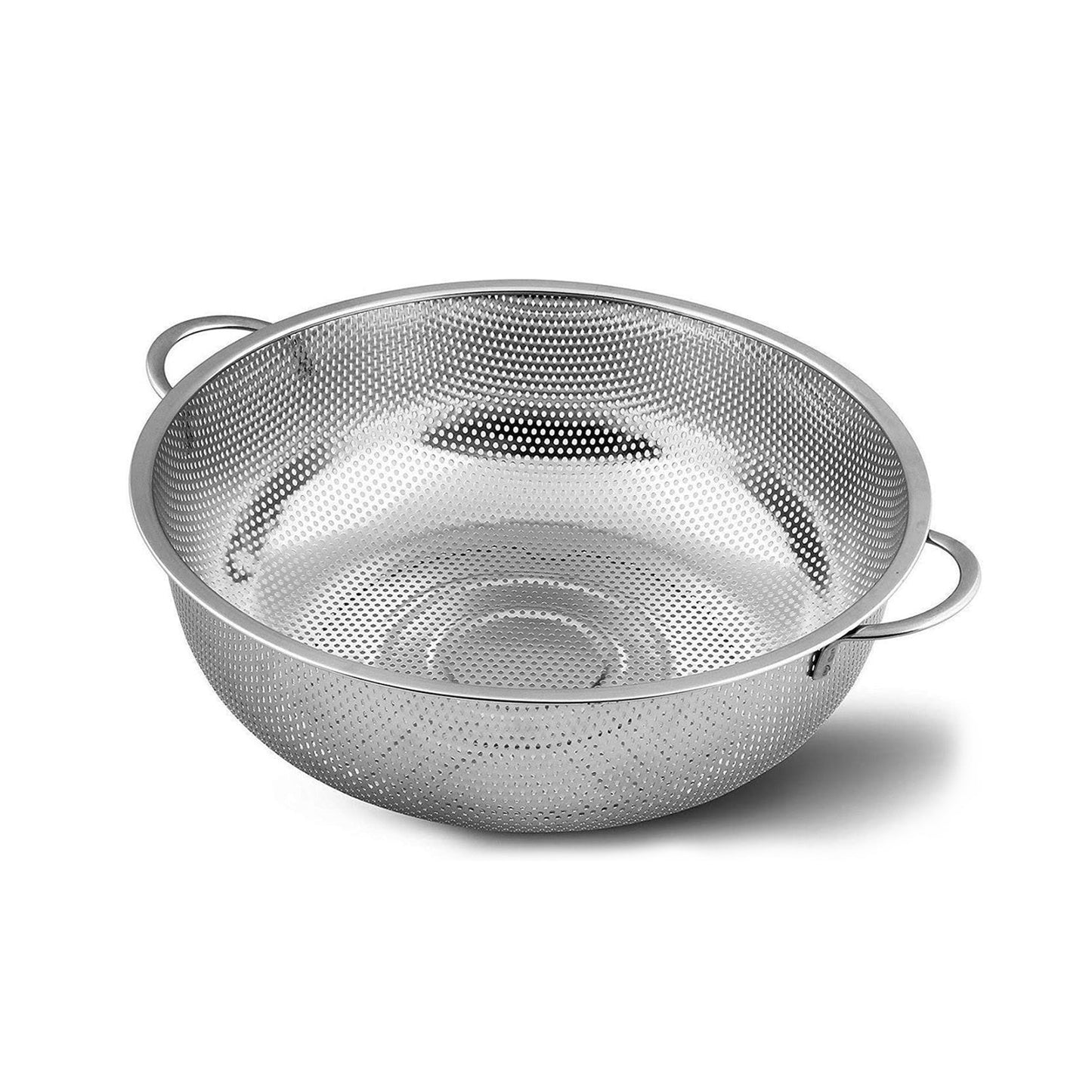 Stainless Steel Colander with Handle, Large Metal Mesh Basket Strainer for Pasta, Spaghetti, Berry, Veggies, Fruits, Kitchen Food Colander, Safe (1 pc / 25.5 cm)