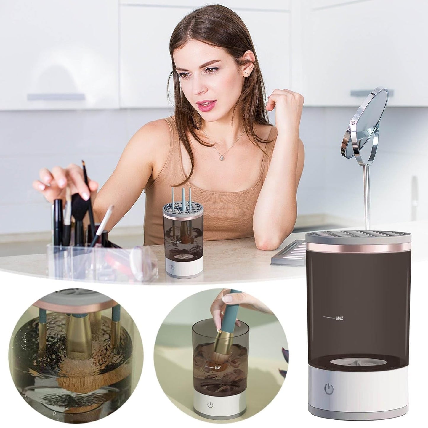 Automatic Makeup Brush Cleaner Fast Electric Brush Cleaner Hand Free Machine Super Clean Brush Washer & Brushes Organizer Tool (1 Pc) (X671)