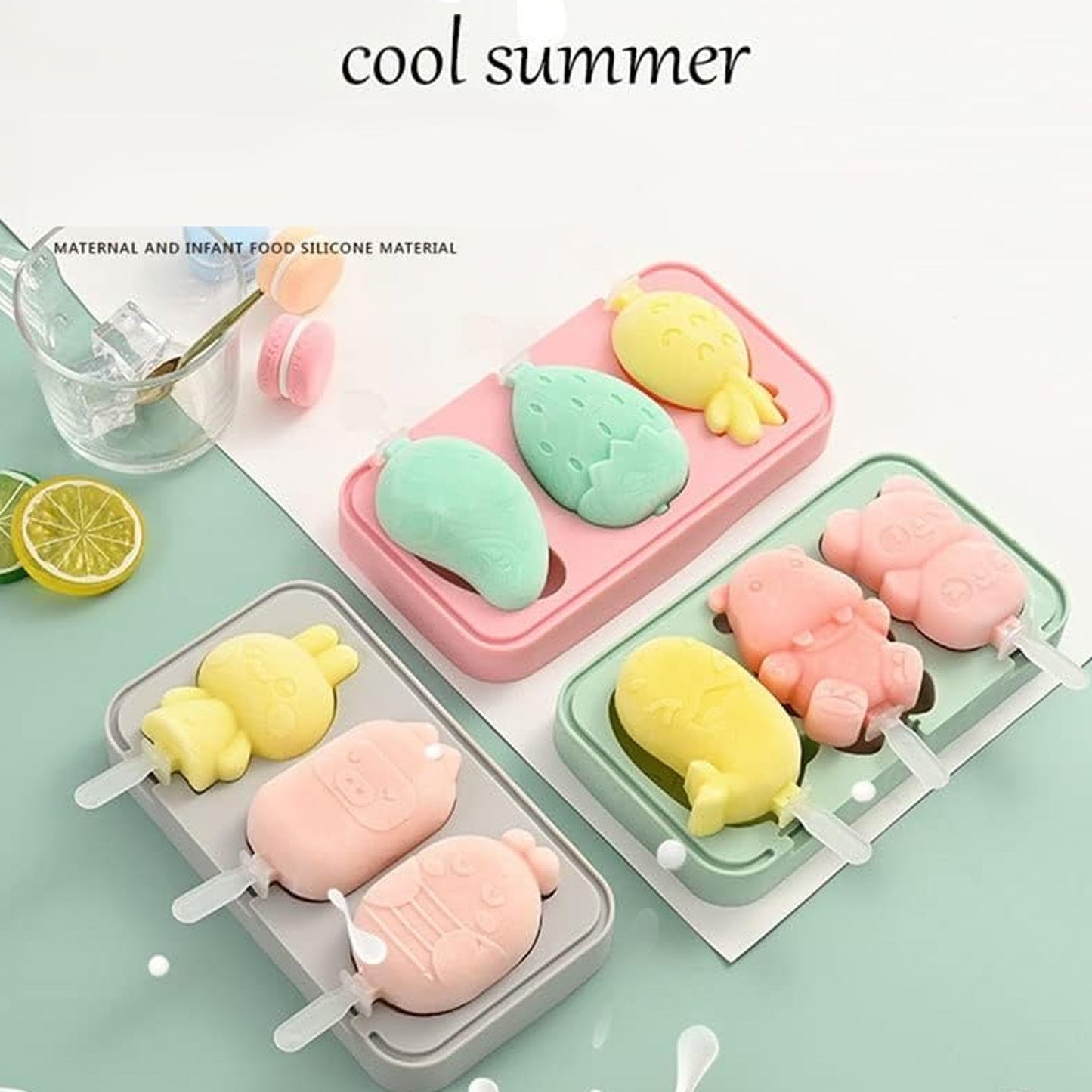 Silicone Popsicle Molds, Reusable Ice Cream Molds With Sticks And Lids. (Randome shape's) (X399)