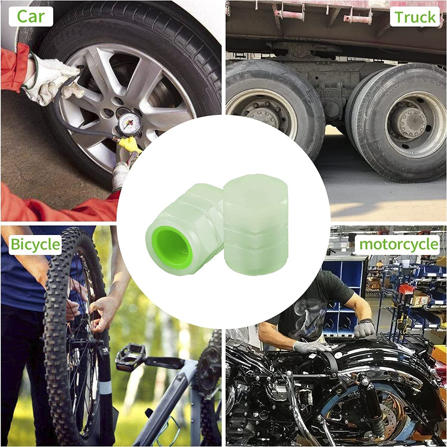 Tyre Valve Caps Luminous Glow Car Tire Air Stem Valve Cap Covers vaal cap ( 4 Pcs Mix Colour) (X1029)
