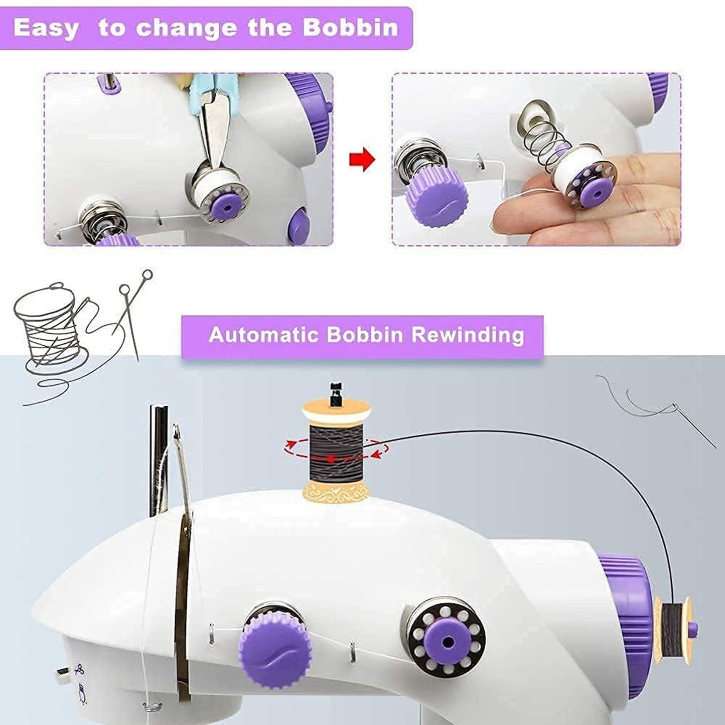 Home Tailoring Sewing Machine With Extension Table Set, Foot Pedal, Adapter Mini Electric Silai Machine, Portable Stitching Machine/Tailoring Machine (X1019))