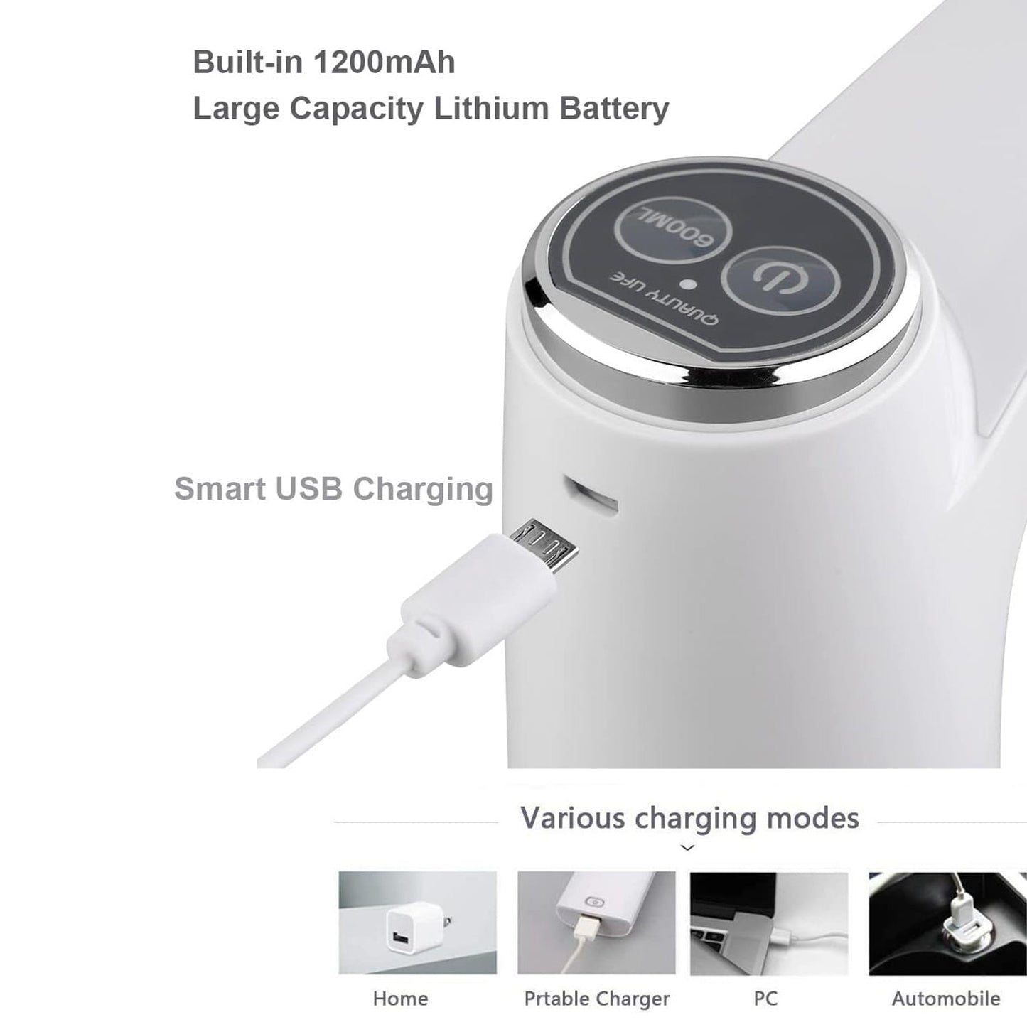 Water Dispenser, Portable Water Bottle Pump USB Charging Electric Automatic Drinking Pump, Portable Drinking Dispenser Pump for Home Kitchen Living Room Office Camping (X198)