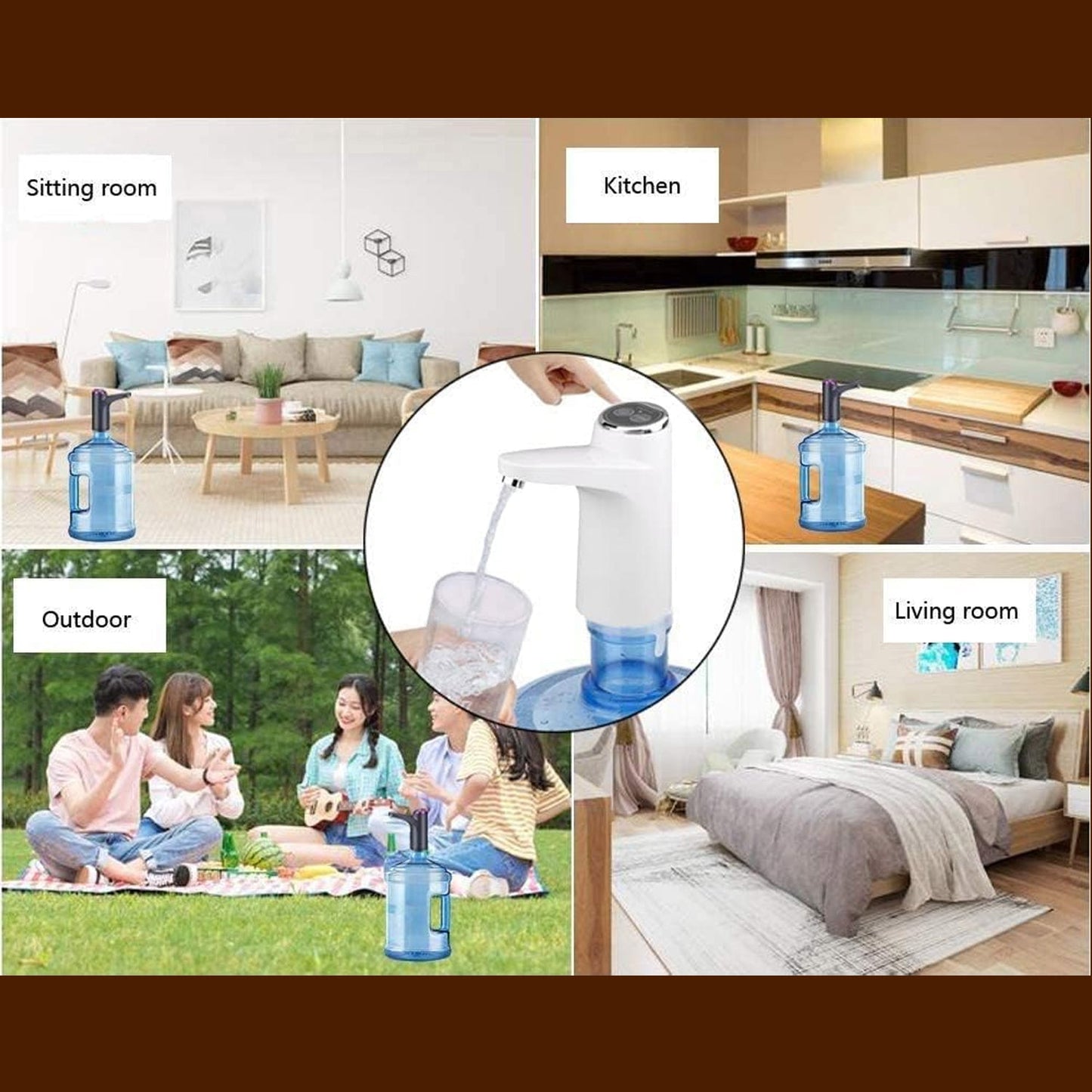 Water Dispenser, Portable Water Bottle Pump USB Charging Electric Automatic Drinking Pump, Portable Drinking Dispenser Pump for Home Kitchen Living Room Office Camping (X198)