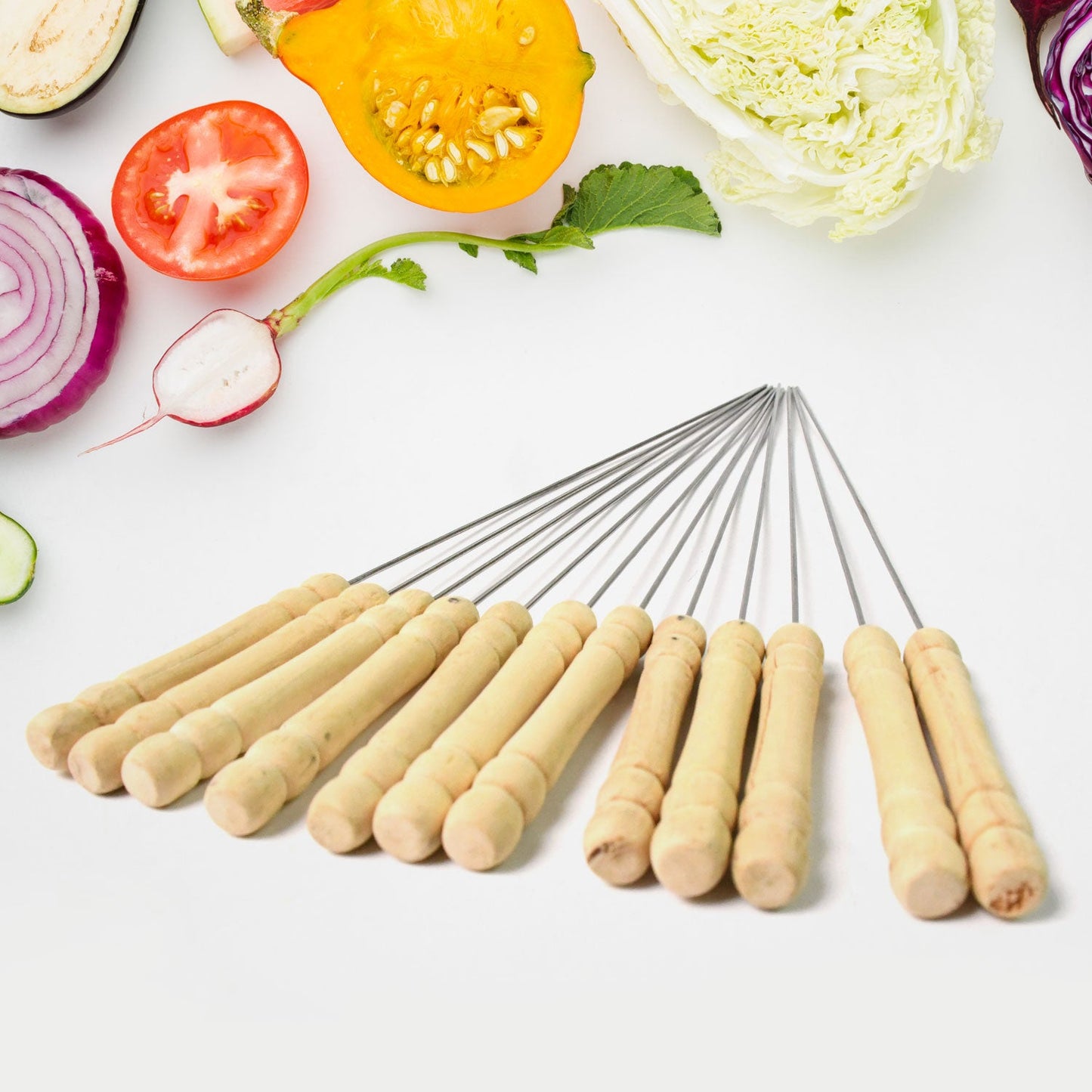 BBQ Tandoor Skewers Grill Sticks for Barbecue (Pack of 12) (X405)