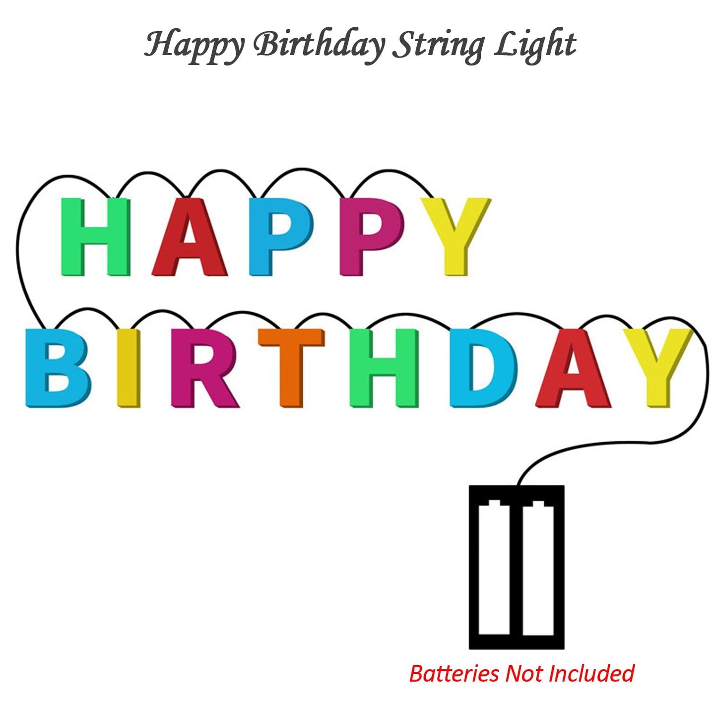 Decoratives Plastic Happy Birthday 13 LED Letter Battery Operated String Lights, Outdoor String Lights (Multicolour) (X636)