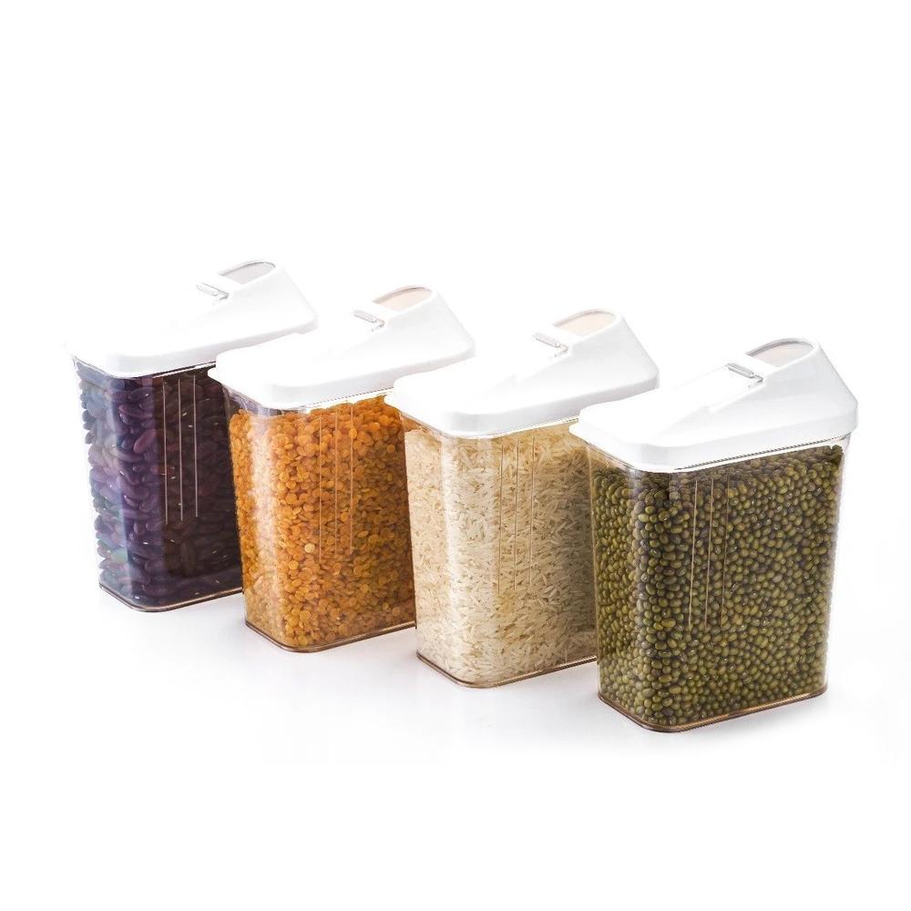Plastic Easy Flow Storage Jar With Lid (750ml Set Of 6) (X438)