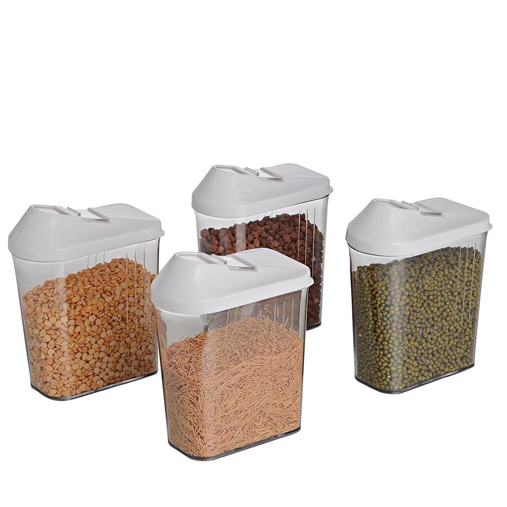 Plastic Easy Flow Storage Jar With Lid (750ml Set Of 6) (X438)