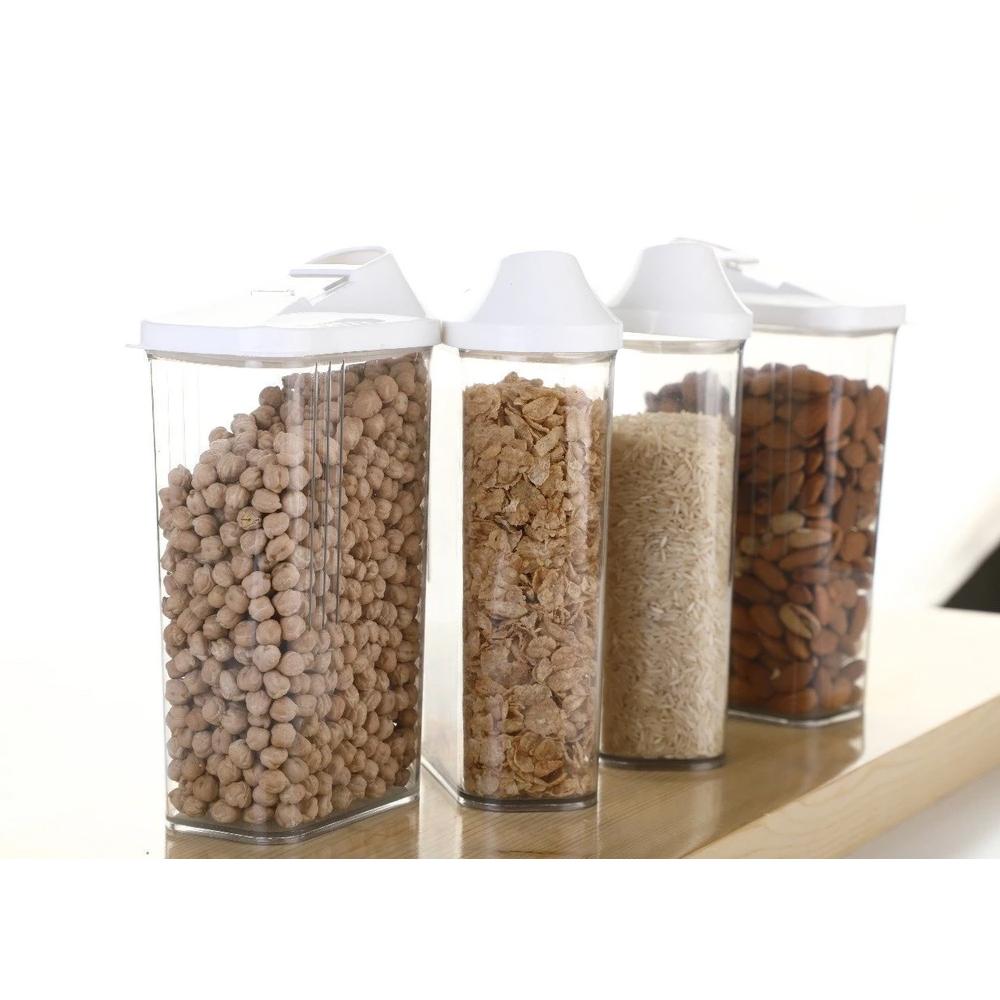 Plastic Easy Flow Storage Jar With Lid (750ml Set Of 6) (X438)