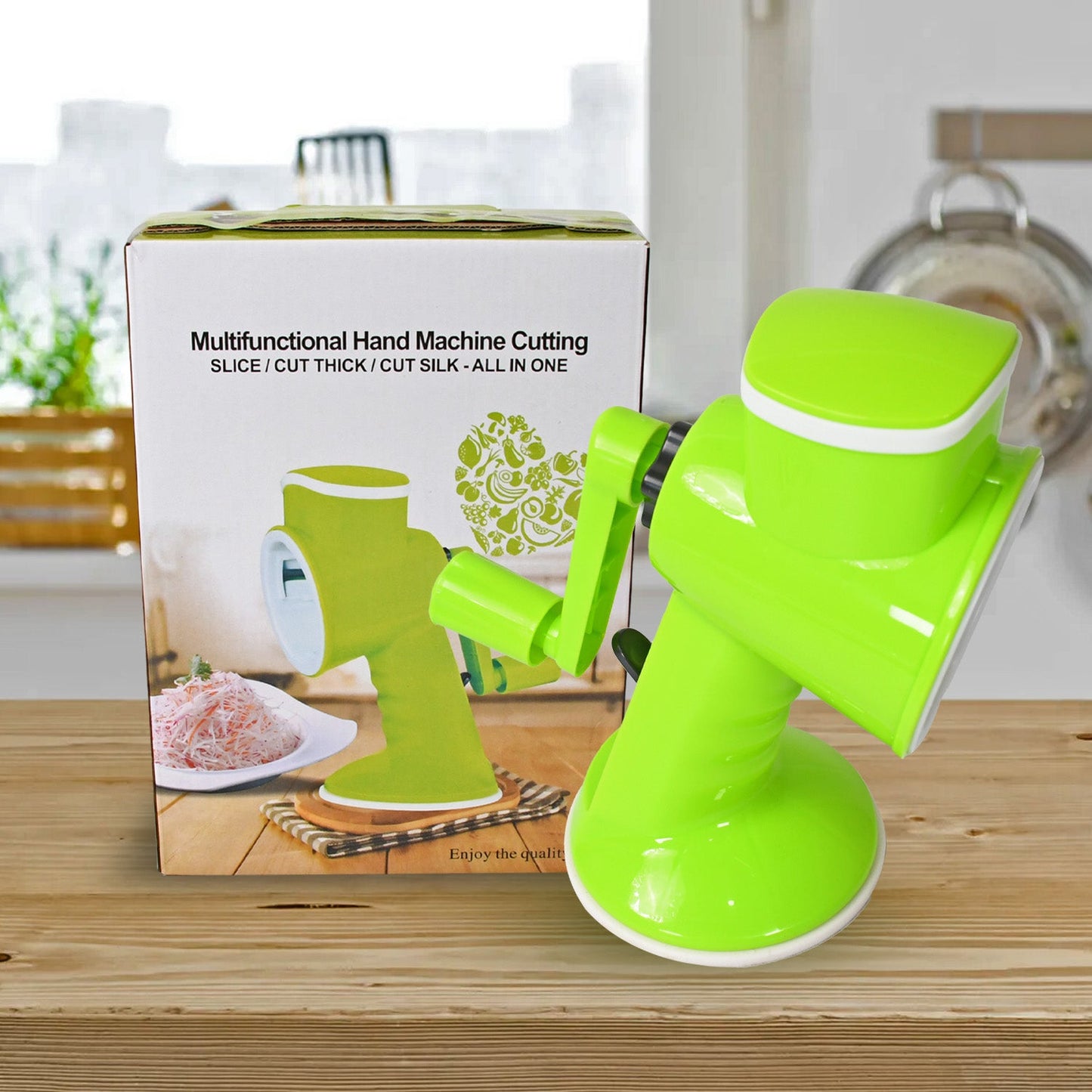 6 in 1 Multi functional Vegetable Cutter & Slicer Hand Machine Cutting, Slice, Cut Thick, Cut Silk All in one –Vegetable Chopper Cutter & Slicing Cutter Barrel - Vegetable Grater with 6 Removable Blades (X1003)