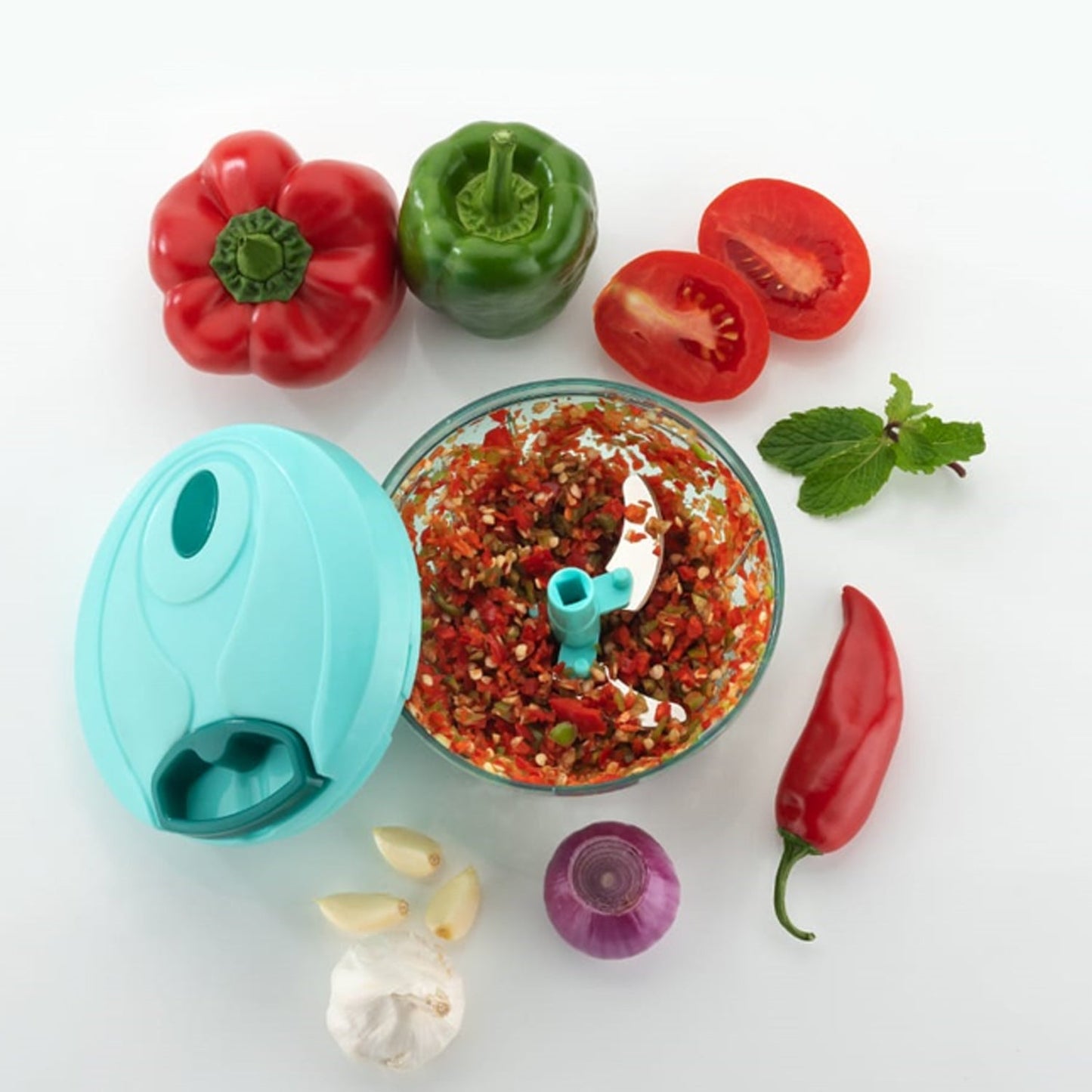 Handy Mini Plastic Vegetable Chopper Cutter, Onion Chopper Vegetables for Kitchen Accessories with 3 Blades )(X1052)