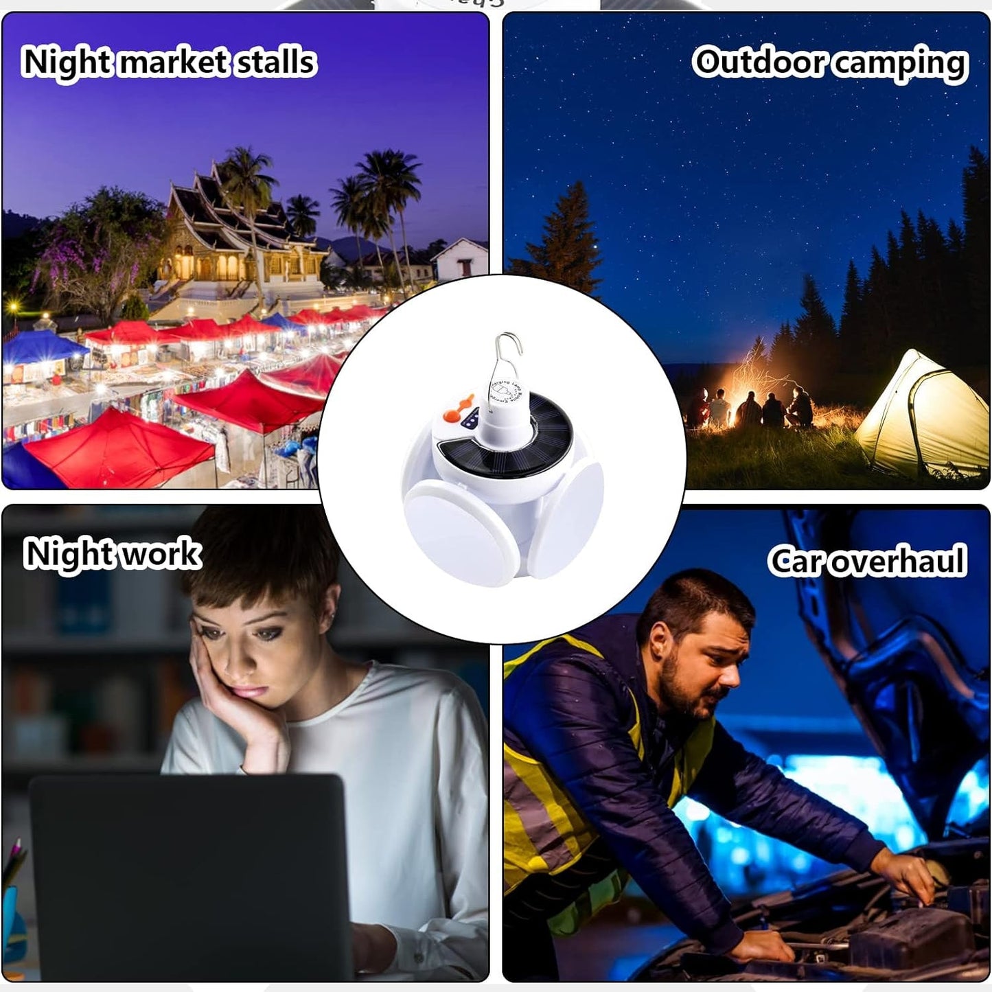 Solar Multi-Functional Emergency LED Light Bulb with USB Charging, (X435)