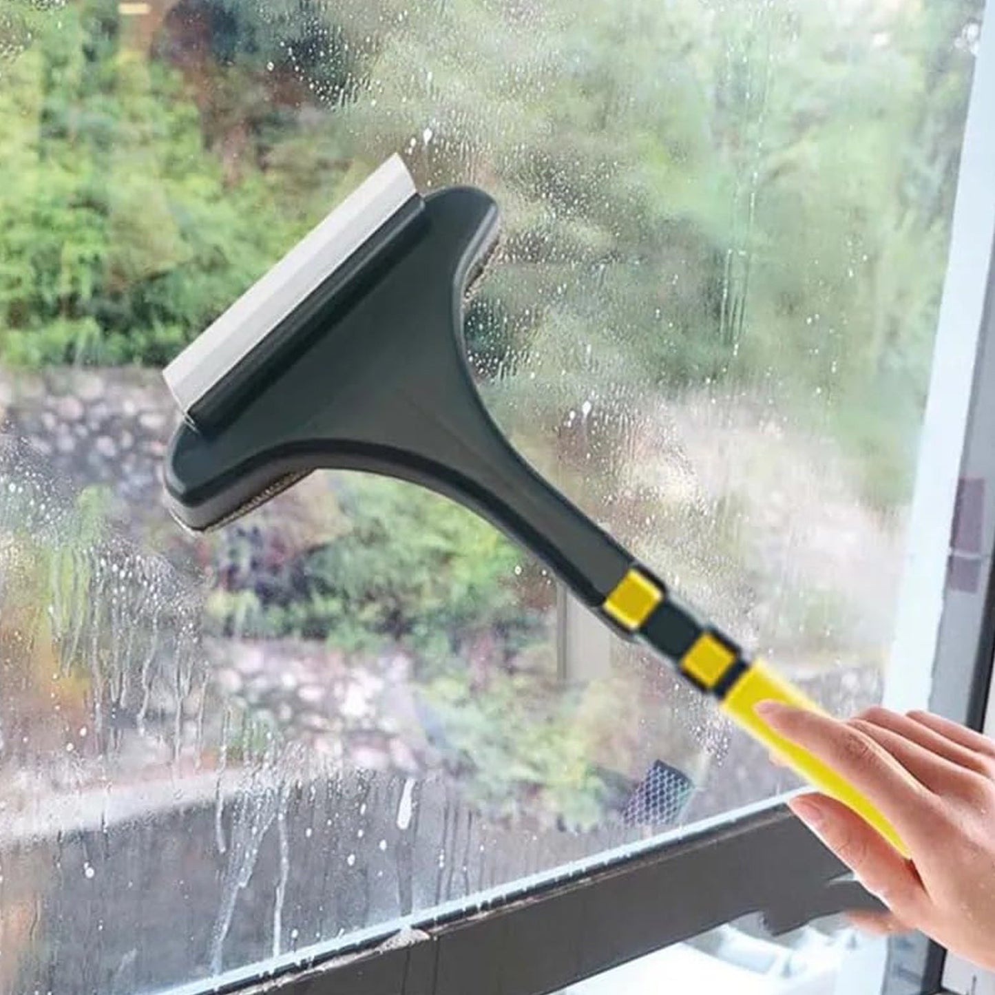 Brush 2 in 1 Mesh Cleaning Brush & Wiper with Extended Handle Window Cleaning Brush Net Cleaner,Magic Window Cleaner Brush, Window Mesh Cleaner (1 Pc) (X1044)