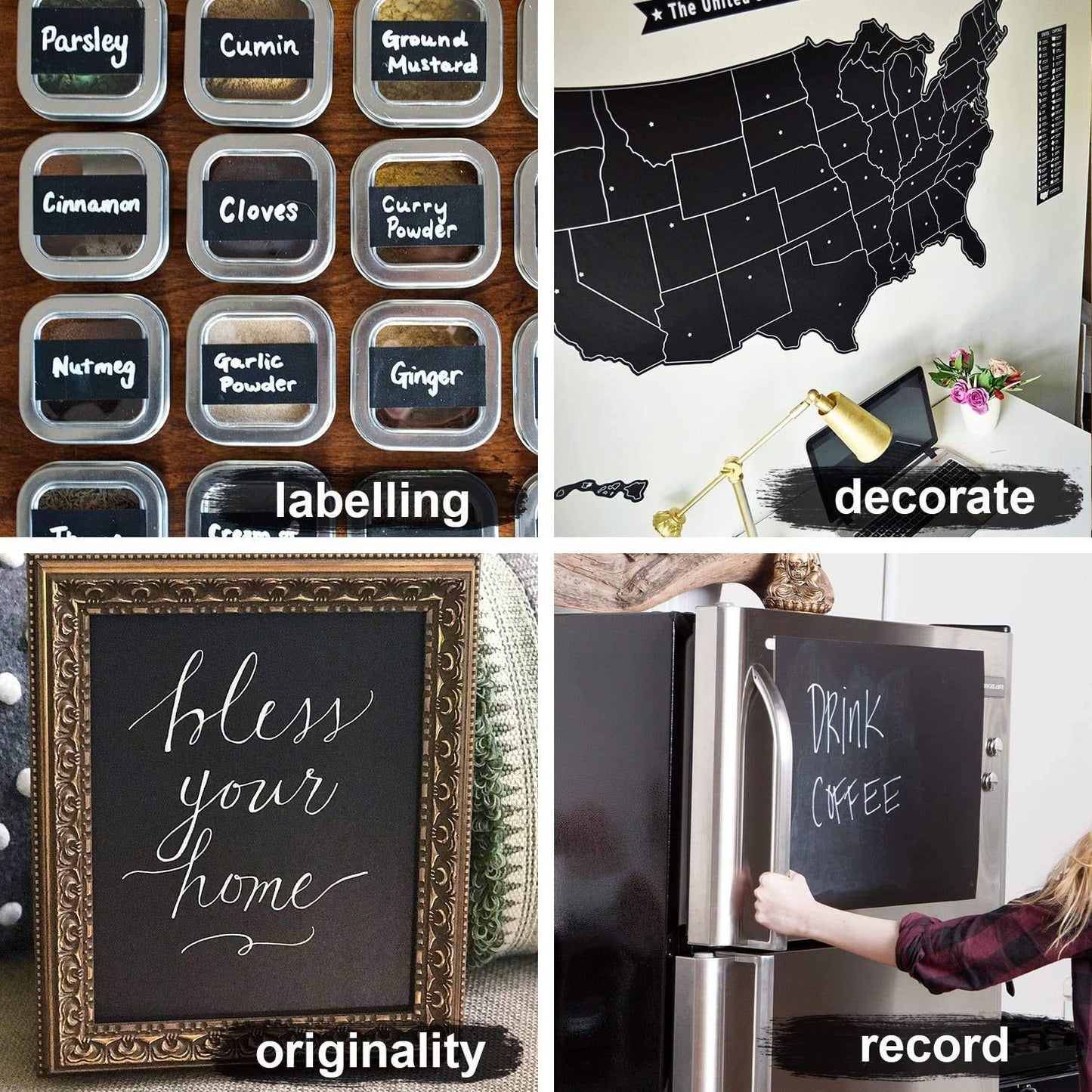 Blackboard Erasable Wall Sticker Chalkboard Sticker Removable Blackboard Wall Stickers Mural For Kids Room (X280)