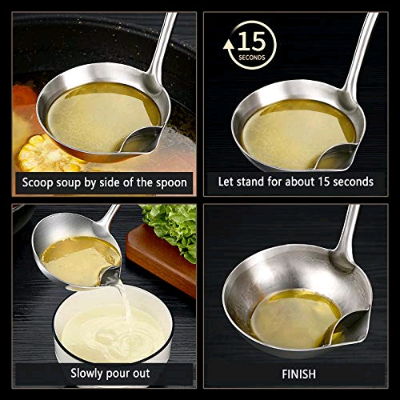 SS OIL SEPARATOR SOUP LADLE / SPOON (YS+X156)