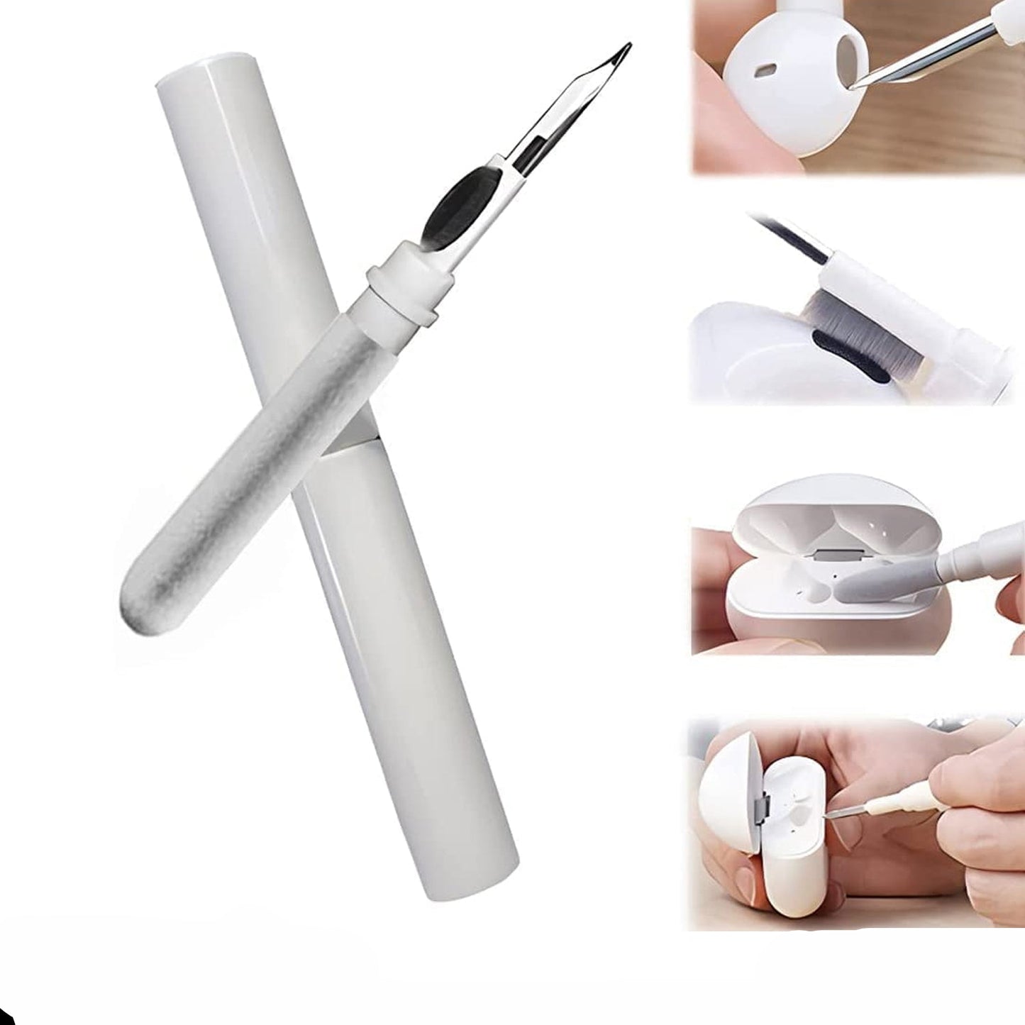 3 In 1 Earbuds Cleaning Pen For Cleaning Of Ear Buds And Ear Phones Easily Without Having Any Damage.