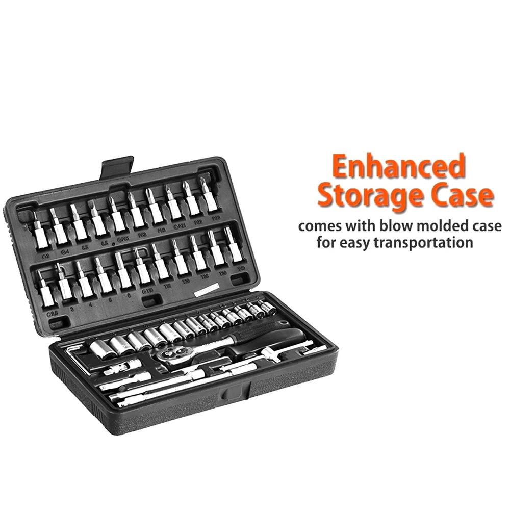 46pcsmetal 14 Socket Set (Black 46pcs) (X673)